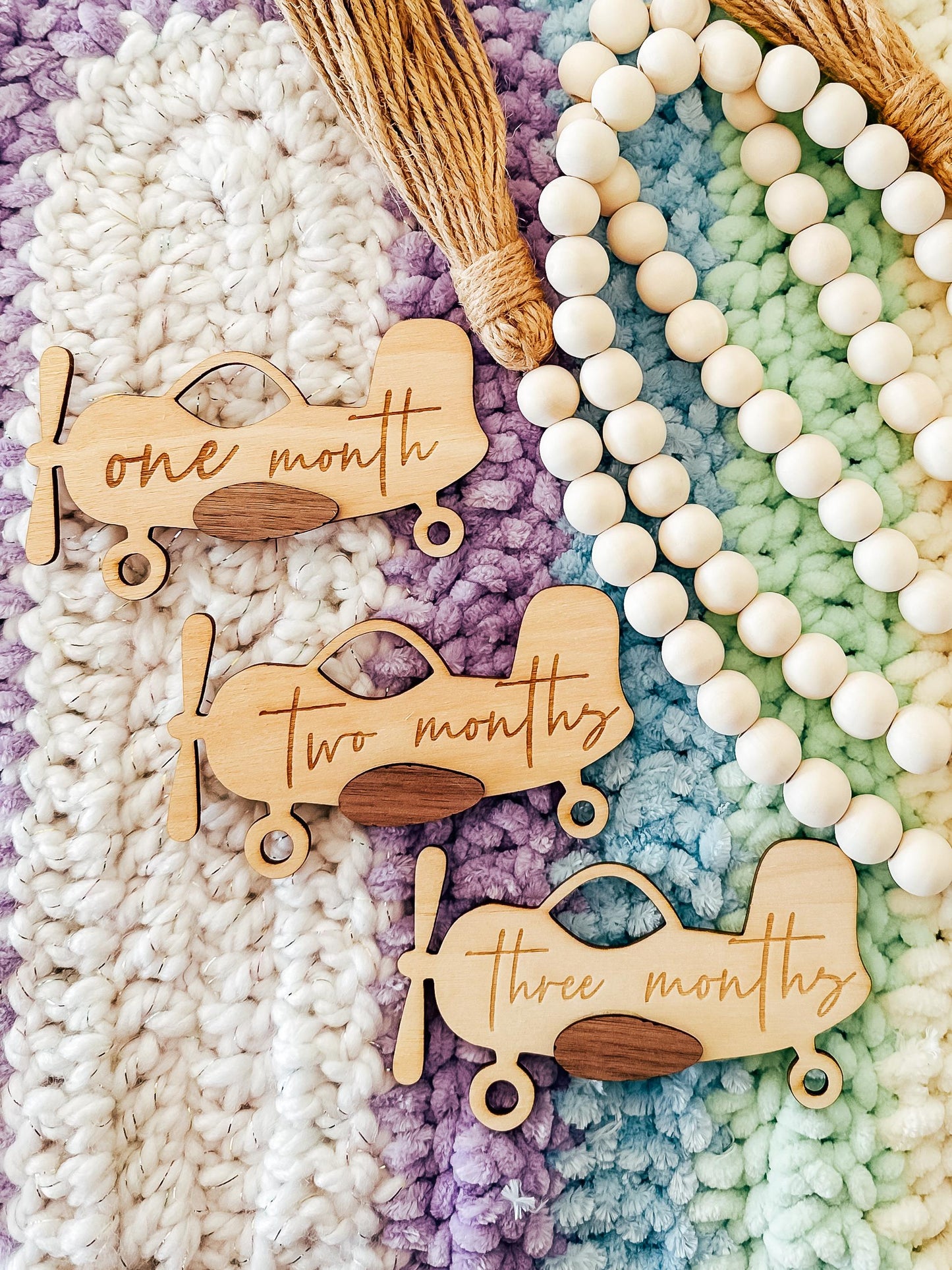 Set of 12 Airplane Baby Monthly Milestone Markers | Airplane Milestone | Children's Photo Prop | Monthly Milestones Sign | Baby's First Year