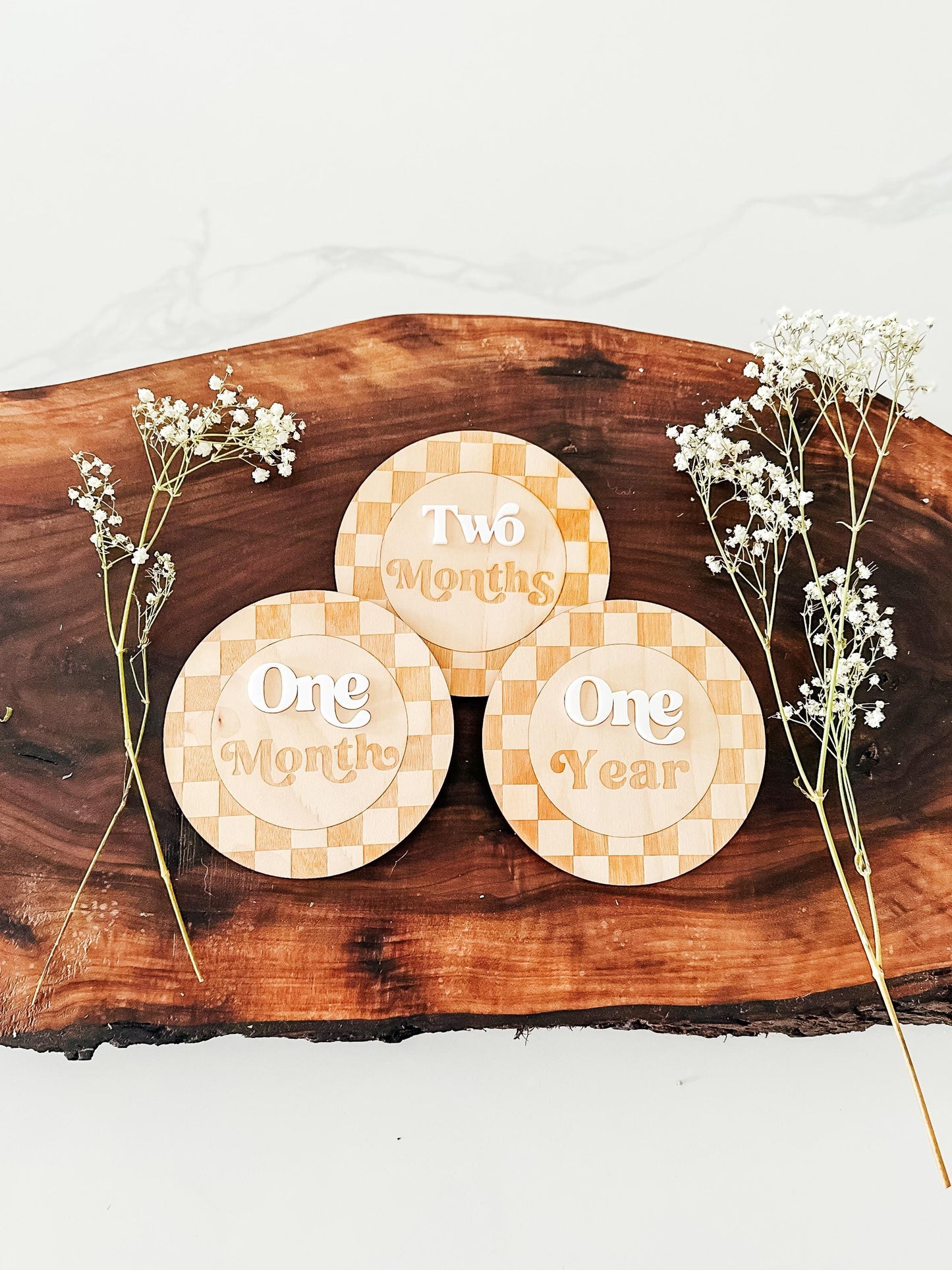 Modern Checkered Baby Monthly Milestone Markers | Boys Nursery Decor | Children's Photo Prop | Monthly Milestones Sign | Baby's First Year