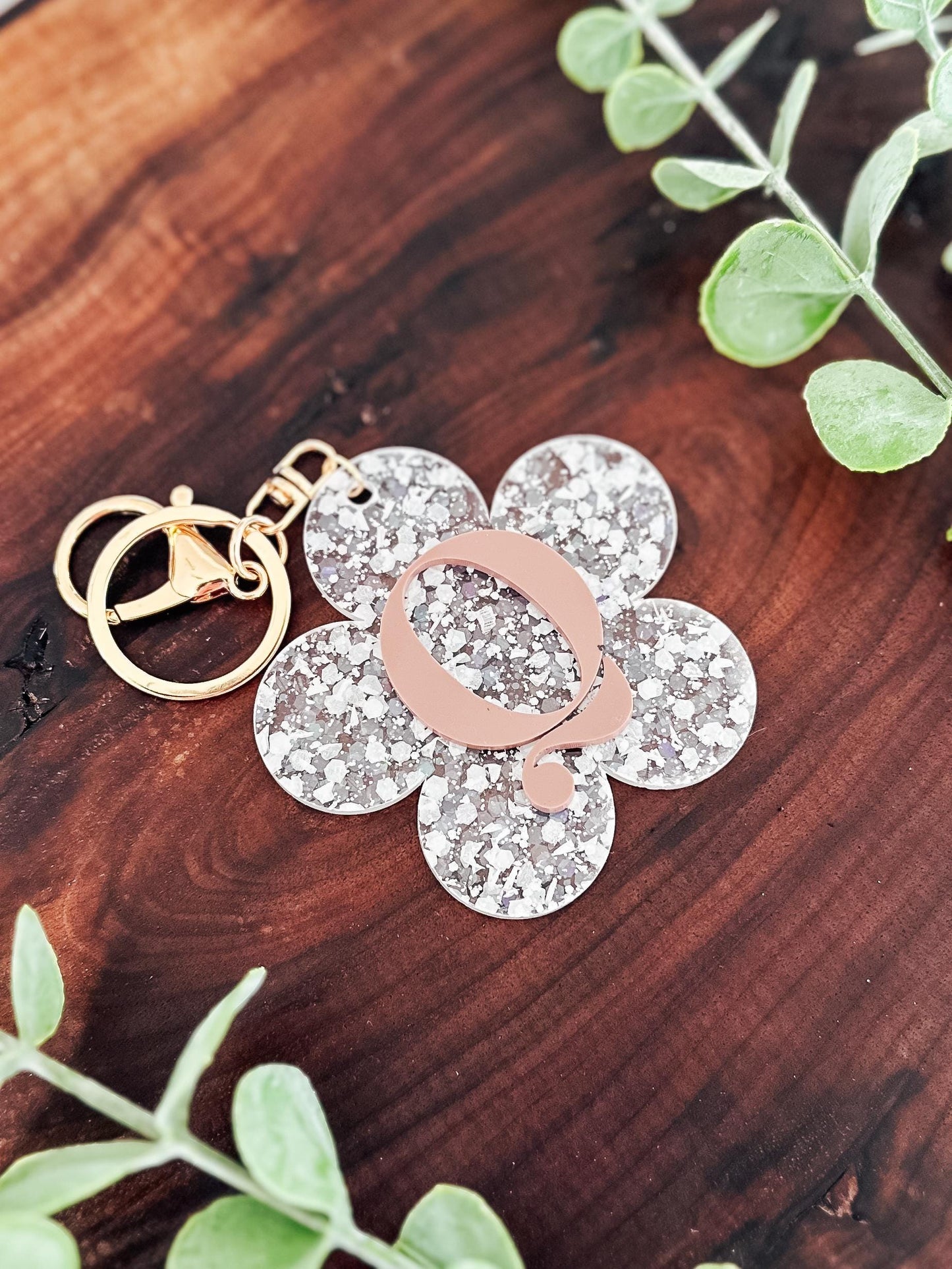 3D Custom Name Flower Keychain | Personalized Acrylic Initial Name Tag | Backpack tag | Bag Tag | Boho Monogram Retro Daisy Tag