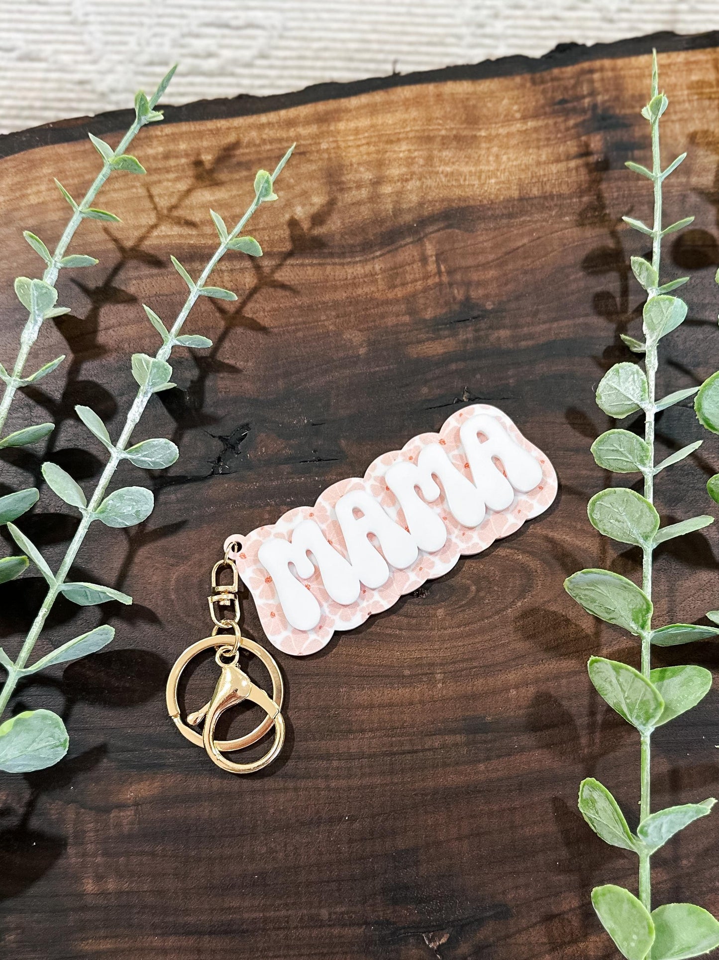 Custom Mama Patterned Keychain | Personalized Acrylic Mama Name Tag | Backpack Tag | Bag Tag | Diaper Bag Tag | Boho Patterned Keychain Tag
