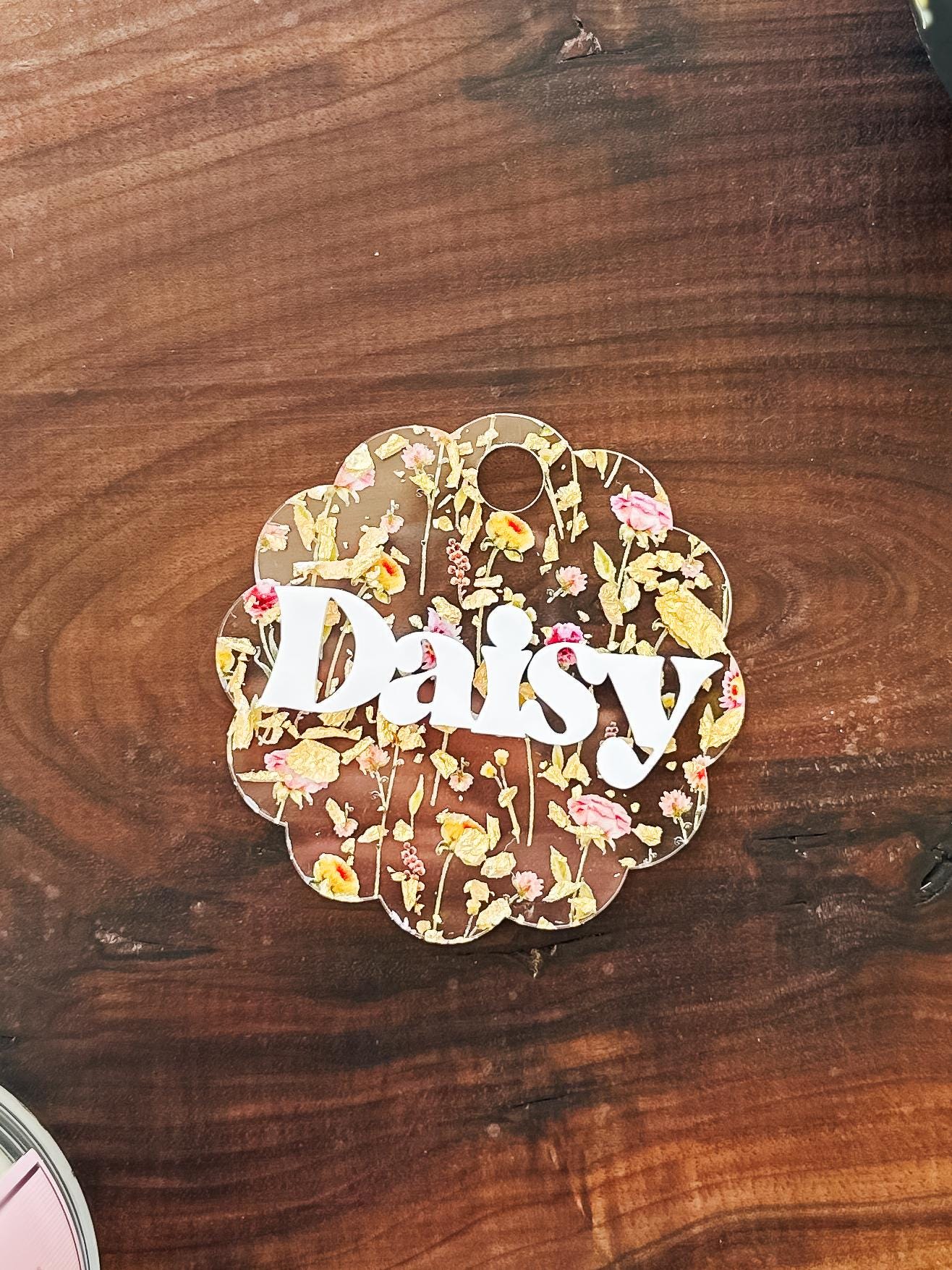 Gold Scalloped Floral Stanley Tumbler Topper | Custom Stanley Tumbler Name Plate | Stanley Topper Name Tag | 14oz 20oz 30oz 40oz Quencher