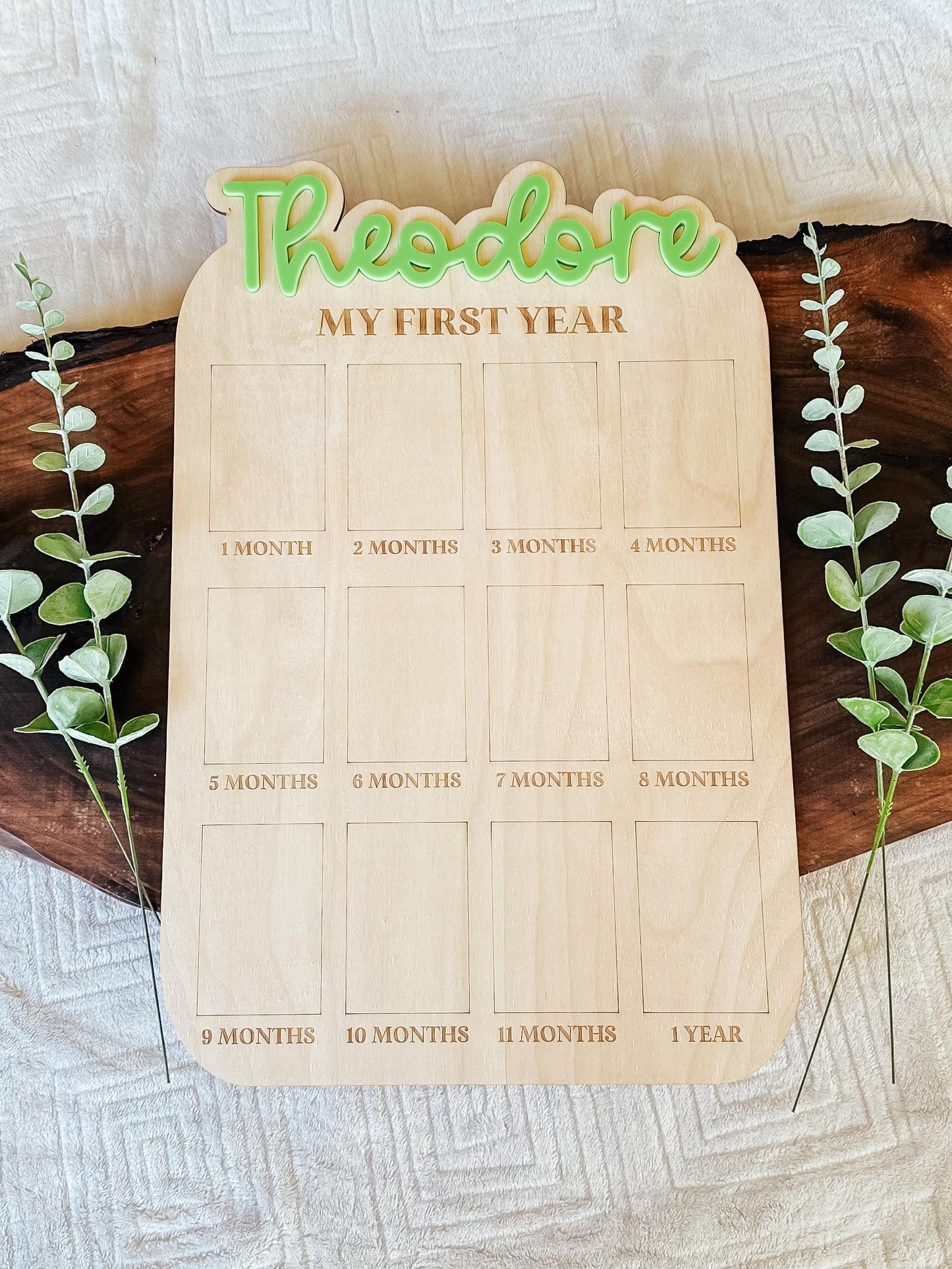 Personalized My First Year Photo Sign | First Birthday Milestone Board | Birthday Decor | One Year Milestone Board | Custom Name Photo Frame