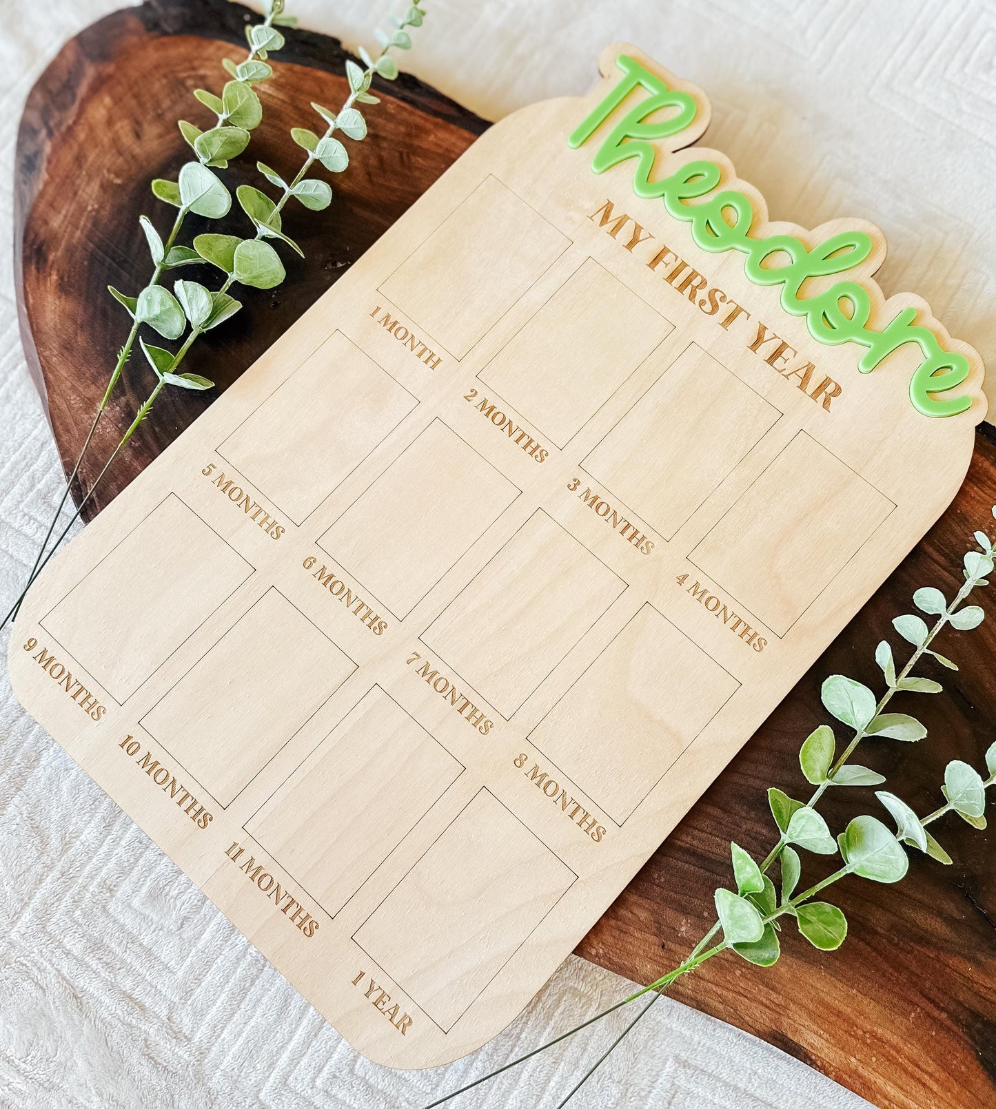 Personalized My First Year Photo Sign | First Birthday Milestone Board | Birthday Decor | One Year Milestone Board | Custom Name Photo Frame