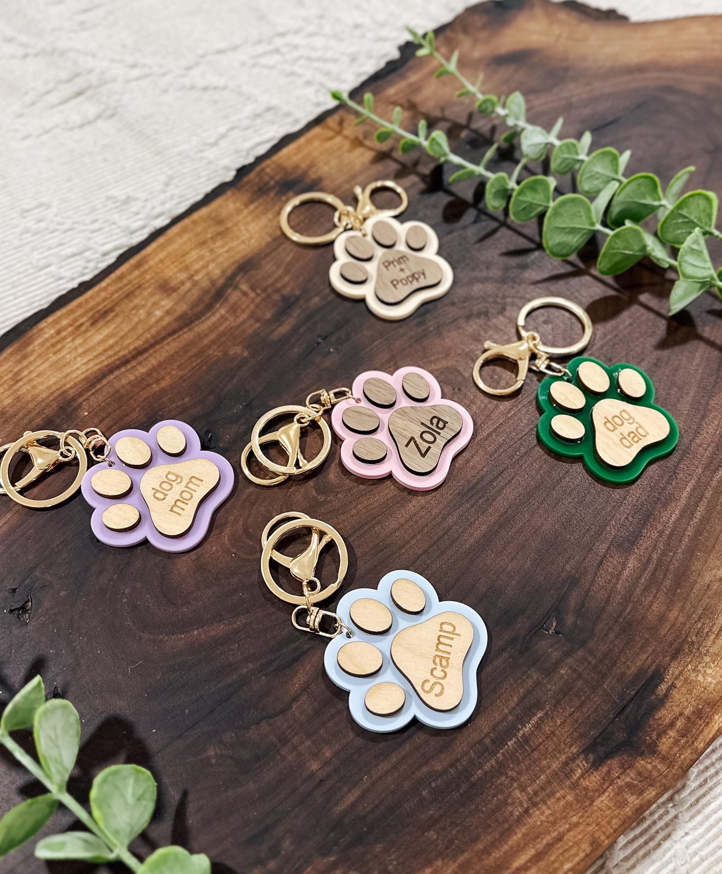 Custom Dog Paw Print Keychain | Personalized Pet Name Keychain | Backpack Tag | Bag Tag | Pet Keychain | Dog Keychain | Dog Mom Dog Dad Gift