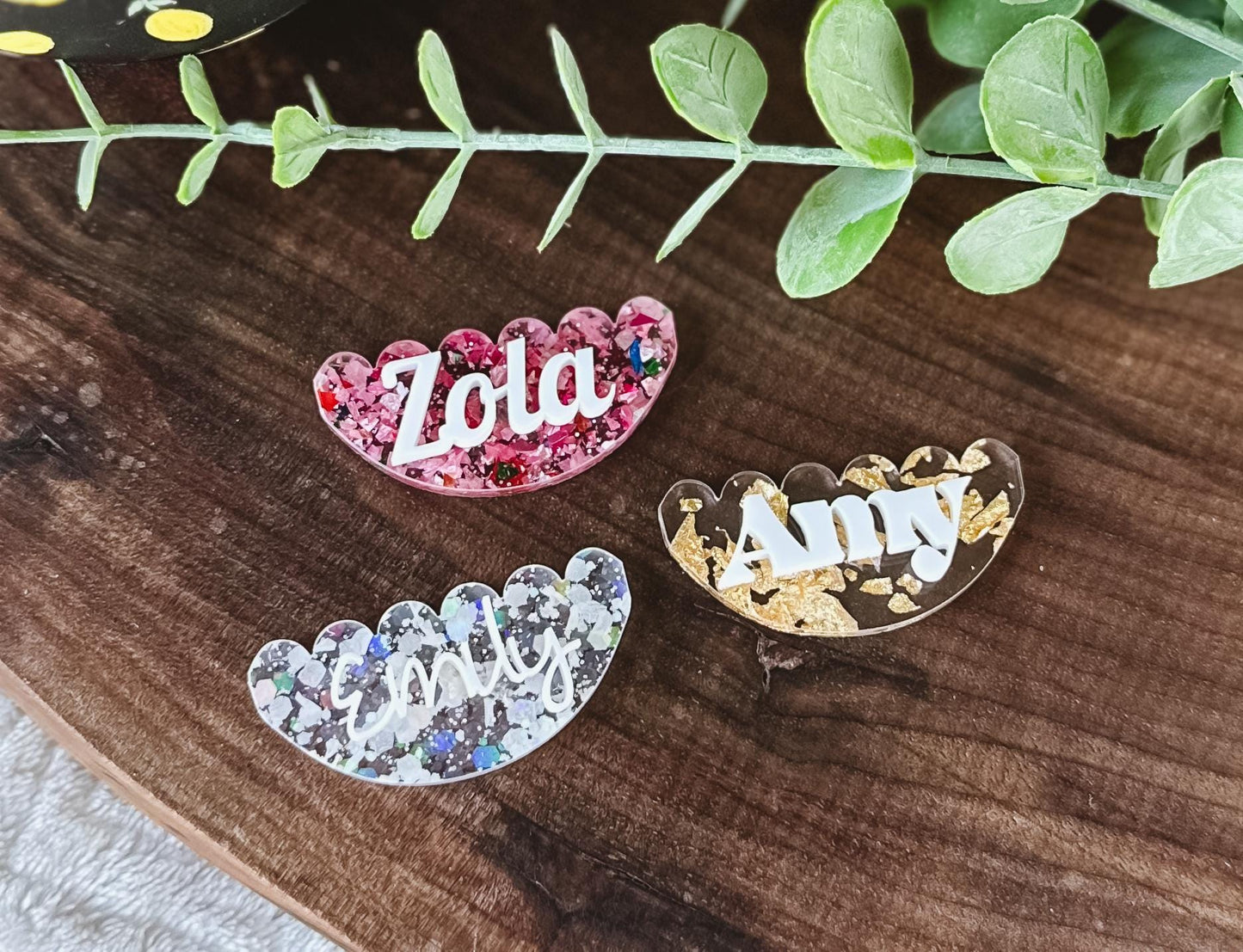 Sparkly Scallop Owala Water Bottle Name Plate | Adhesive Custom Water Bottle Topper Tag | Custom Personalized | 16/24/32/40oz Owala FreeSip