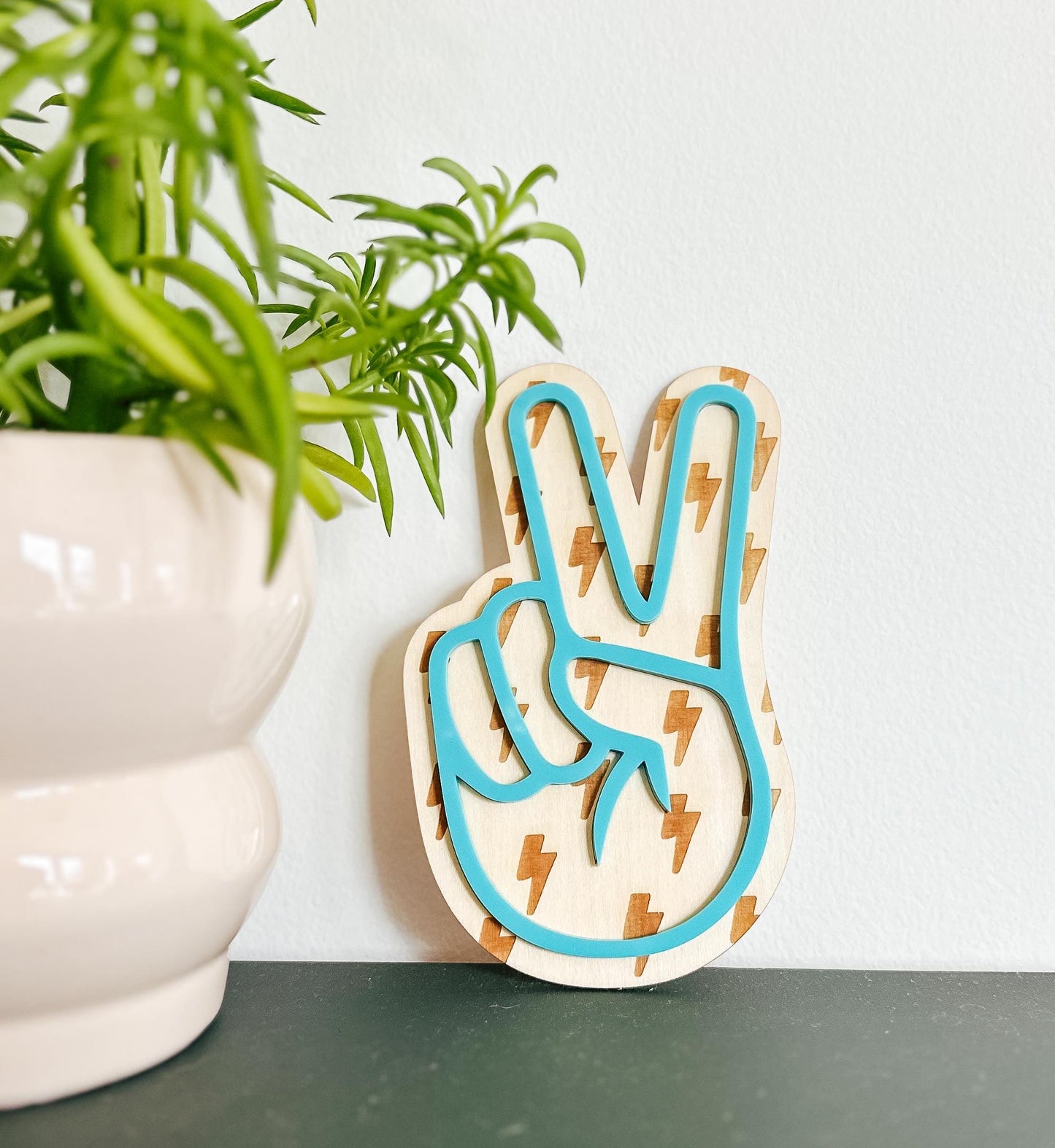 Lightening Bolt Peace Sign Wall Decor | Wood Sign | Boys Room Sign | Room Decor | Boys Decoration | Playroom Sign | Nursery | Home Decor