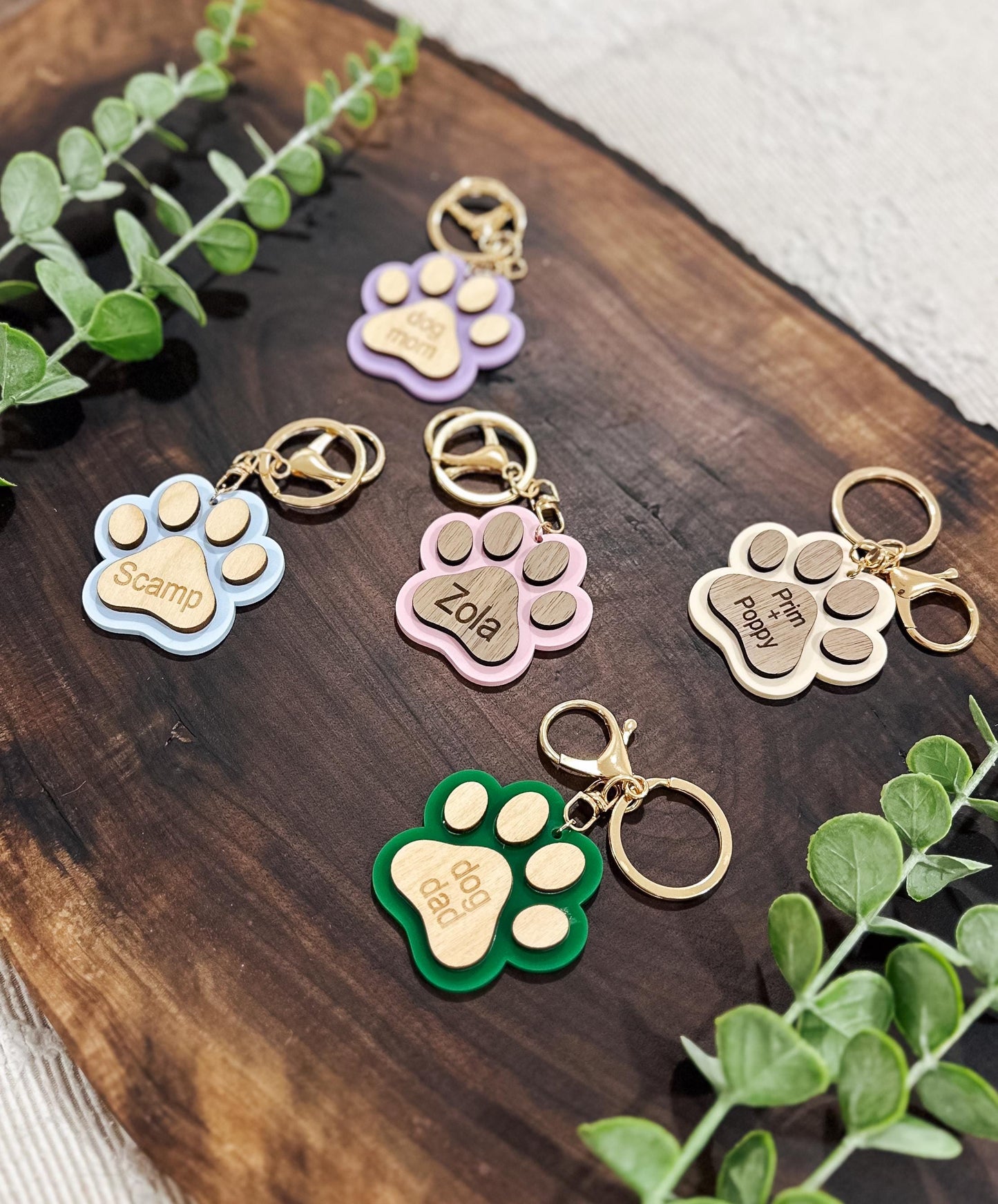 Custom Dog Paw Print Keychain | Personalized Pet Name Keychain | Backpack Tag | Bag Tag | Pet Keychain | Dog Keychain | Dog Mom Dog Dad Gift