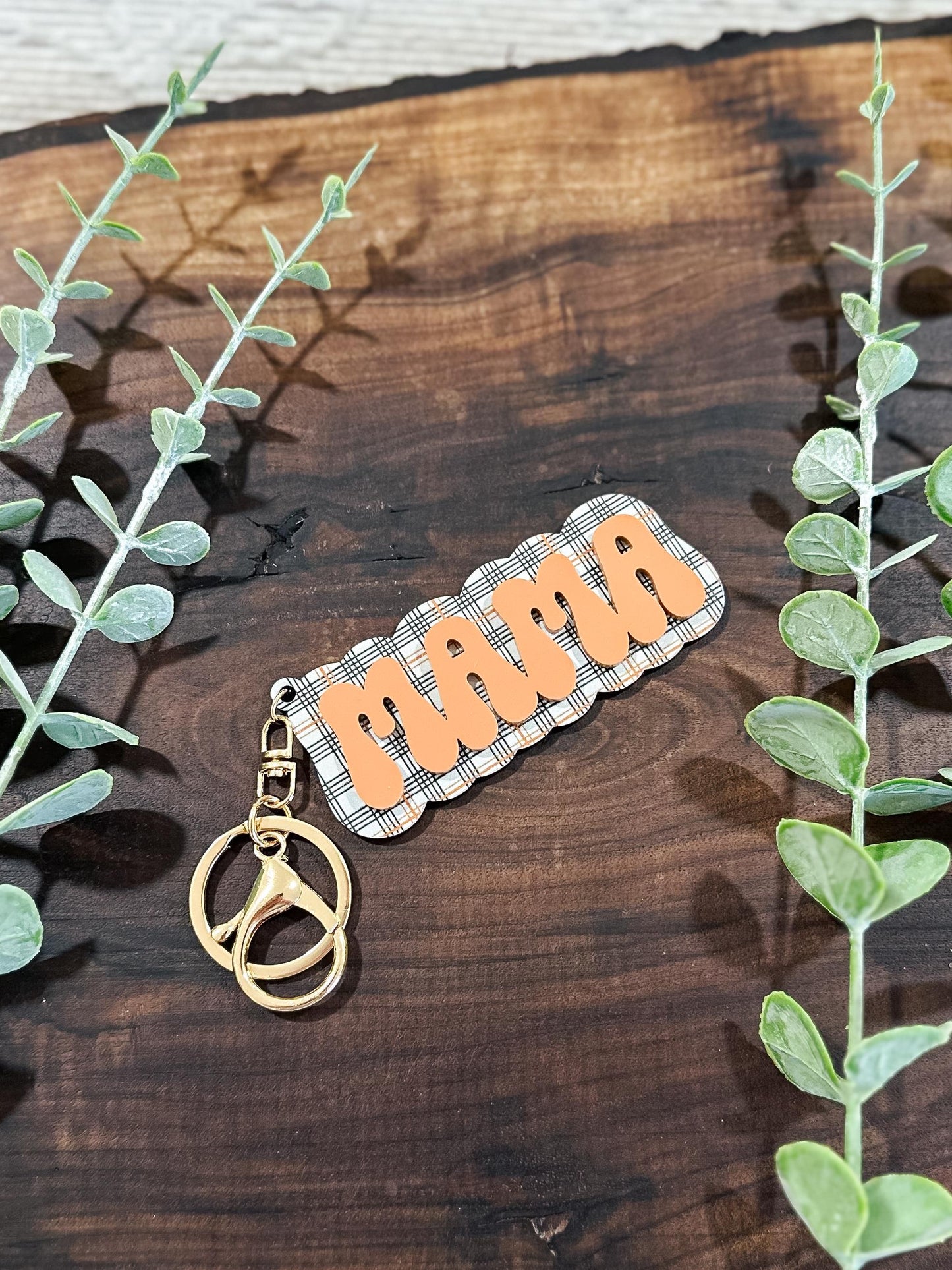 Custom Mama Patterned Keychain | Personalized Acrylic Mama Name Tag | Backpack Tag | Bag Tag | Diaper Bag Tag | Boho Patterned Keychain Tag
