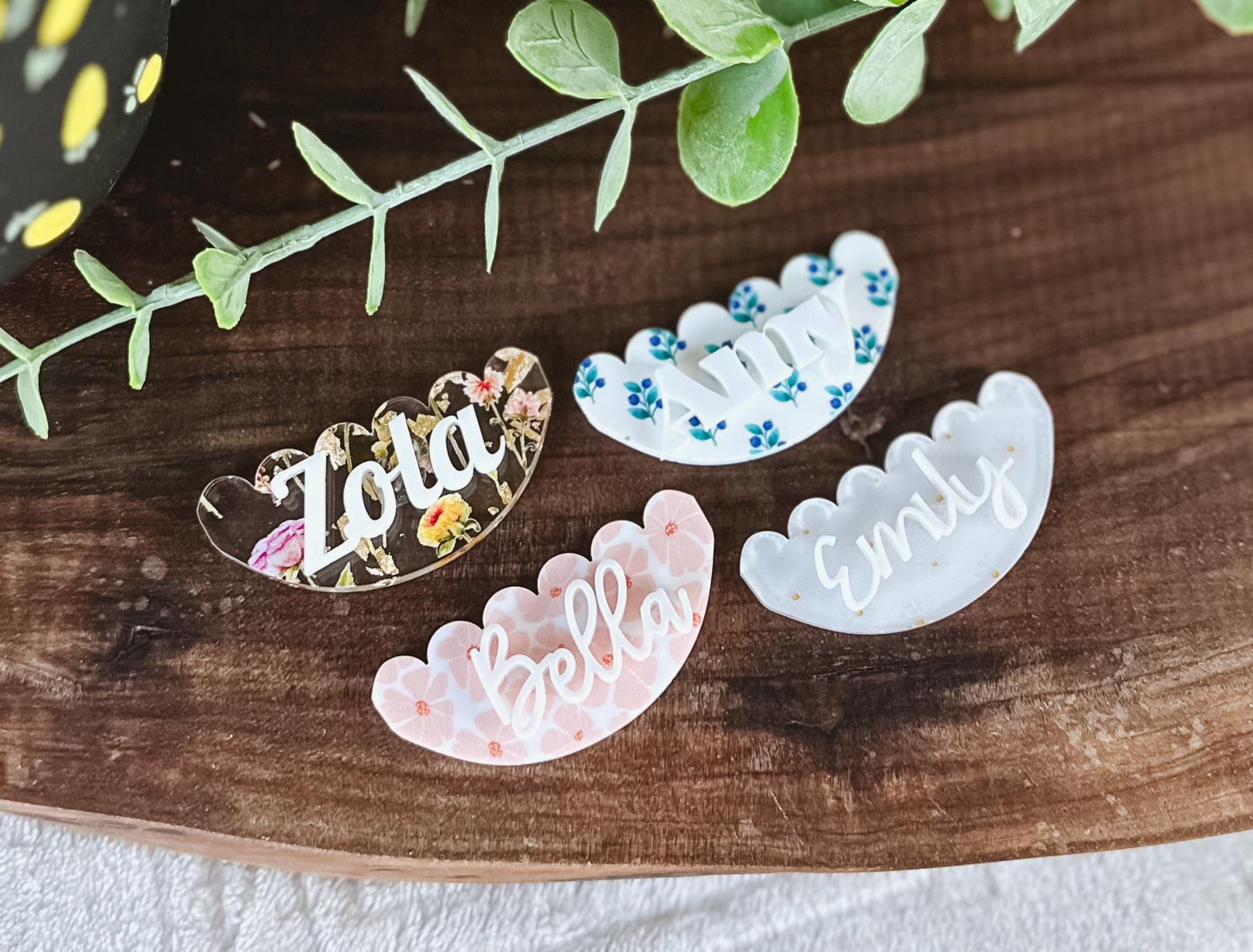 Floral Scalloped Owala Water Bottle Name Plate | Adhesive Custom Water Bottle Topper Tag | Custom Personalized | 16/24/32/40oz Owala FreeSip