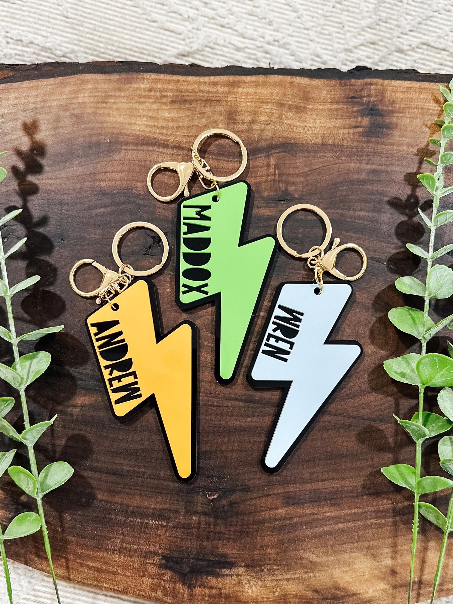 Lightning Bolt Backpack Name Tag Keychain | Acrylic Bag Tag | Retro Name Tag | Diaper Bag Tag | Acrylic Bag Keychain | Kids Keychain Bag Tag