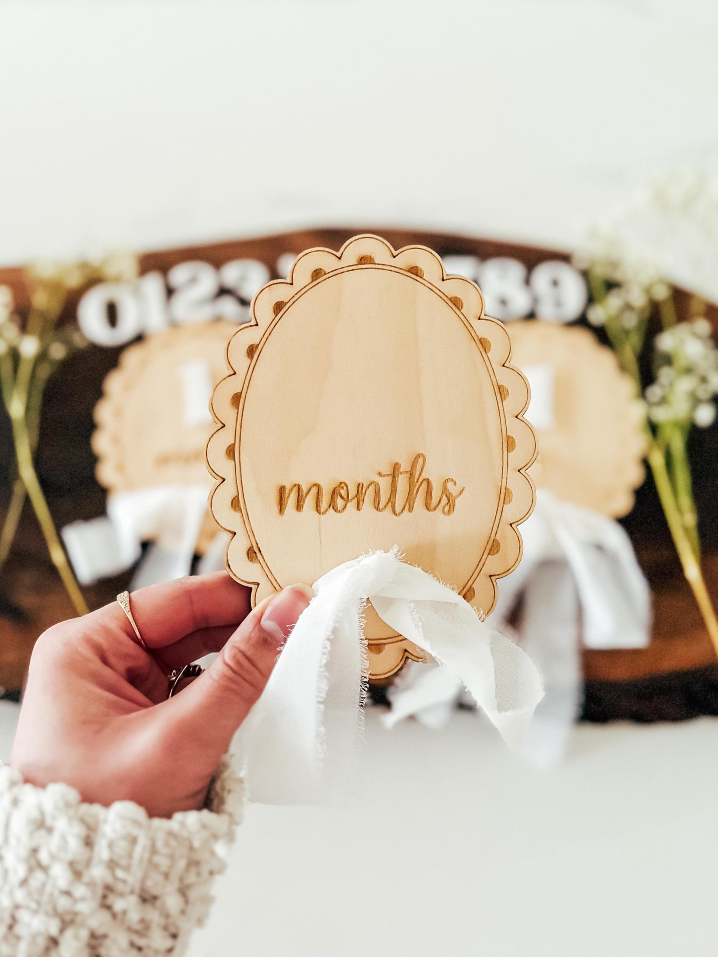 Scalloped Baby Monthly Milestone Markers | Children's Photo Prop | Monthly Milestones Sign | Baby's First Year | Boho Nursery Decor
