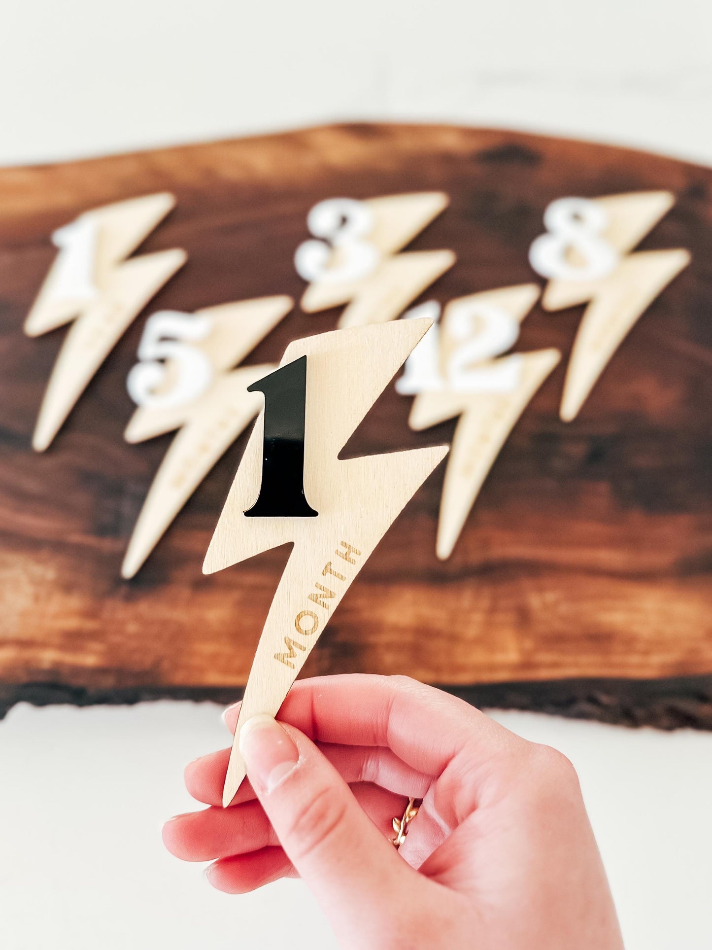 Lightening Bolt Baby Boy Monthly Milestone Markers | Rad Little Dude | Children's Photo Prop | Monthly Milestones Sign | Baby's First Year
