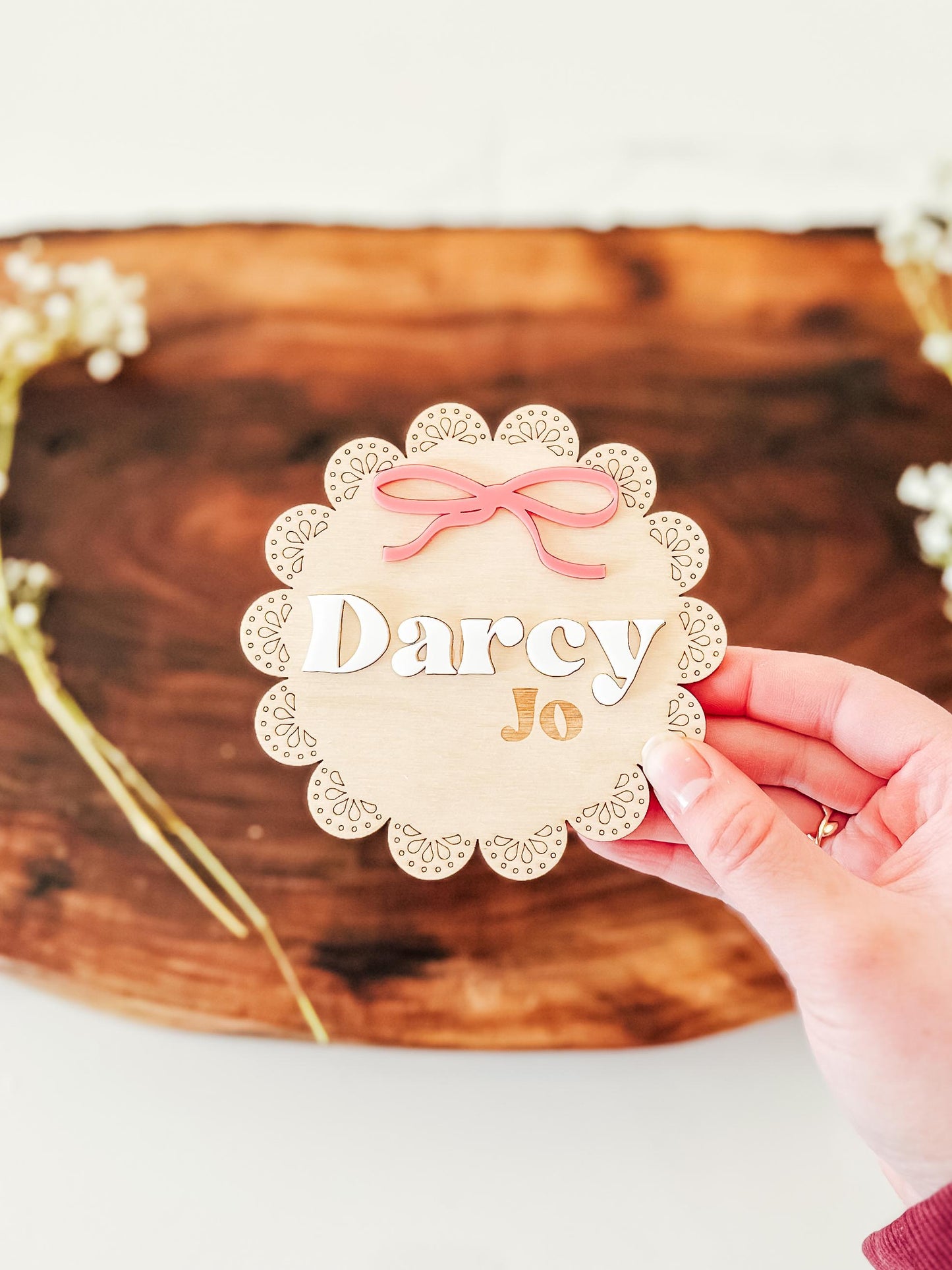 Vintage Bow Baby Monthly Milestone Markers | Name Announcement Sign | Children's Photo Prop | Monthly Milestones Sign | Baby's First Year