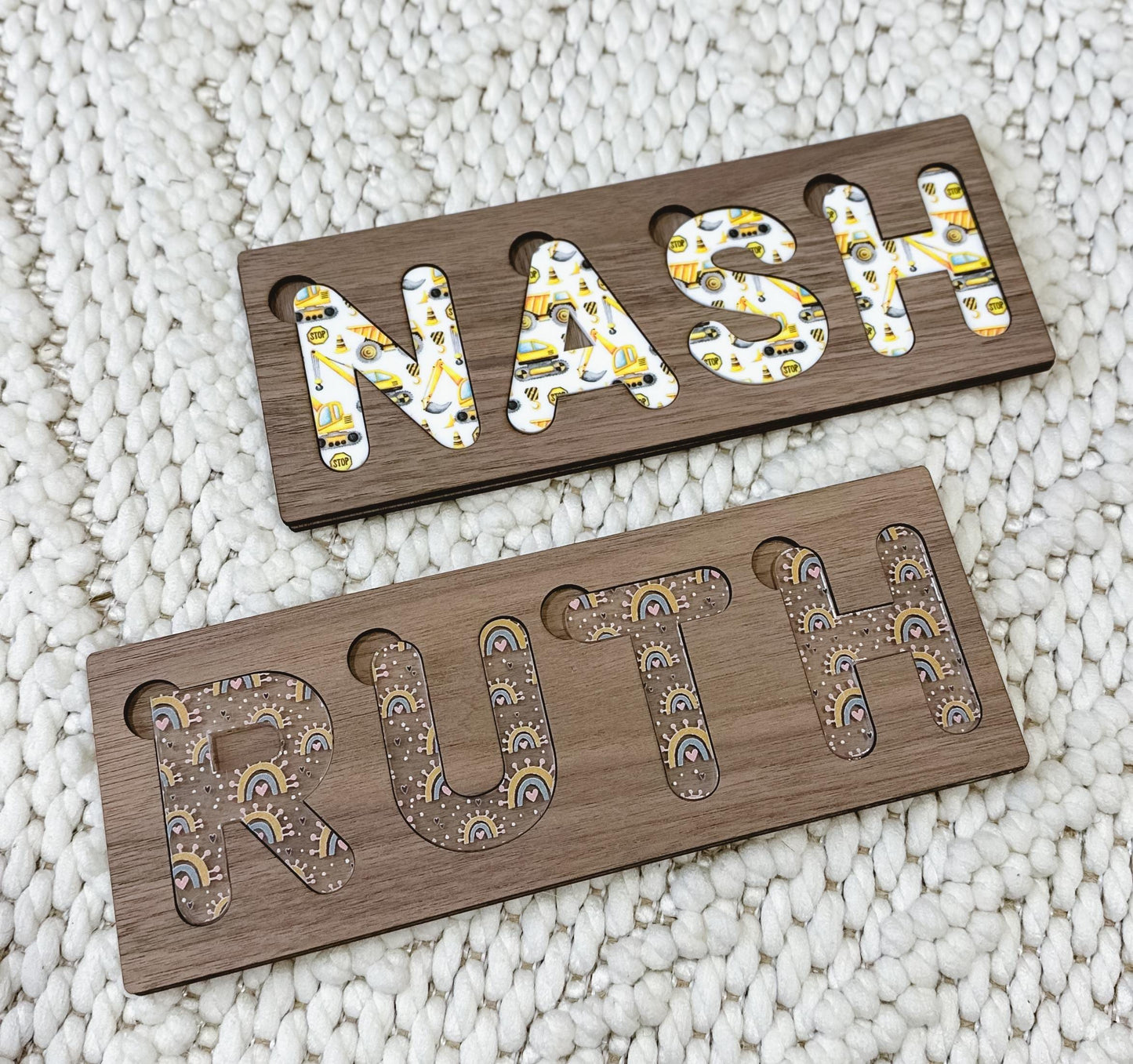 Custom Baby Name Puzzle | Wooden Name Puzzle | Engraved Personalized Patterned Name Puzzle | Gift for Toddler | Gift for Kids