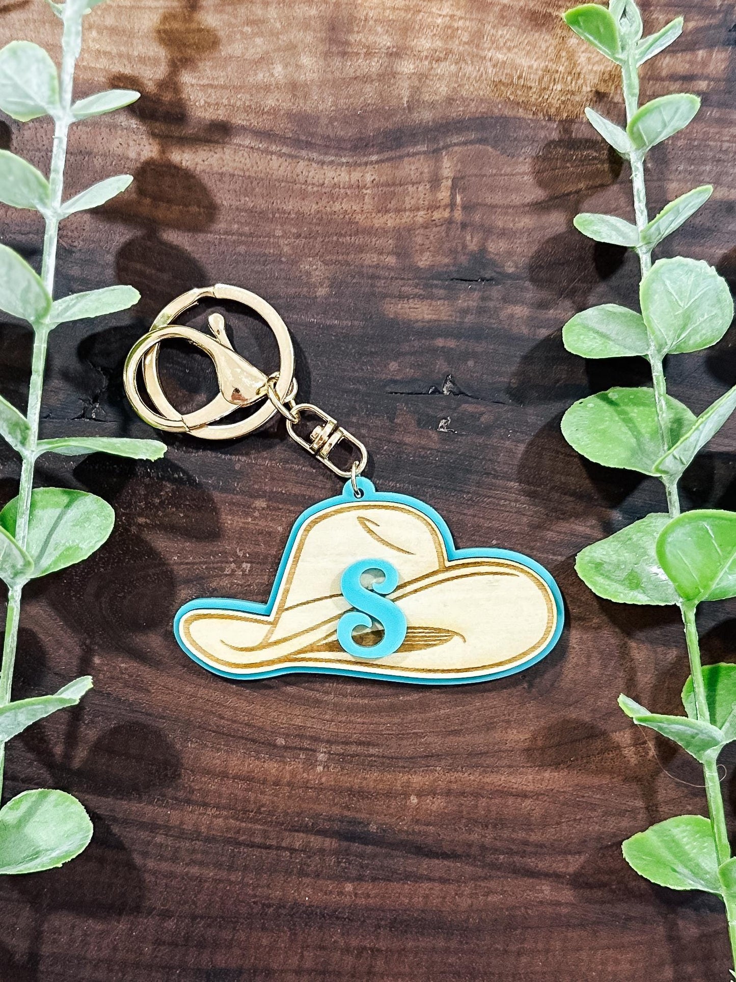 Initial Cowboy Hat Backpack Tag | Cowgirl Hat Backpack Tag | Acrylic Bag Tag | Western Hat Bag Tag | Diaper Bag Tag | Acrylic Bag Keychain