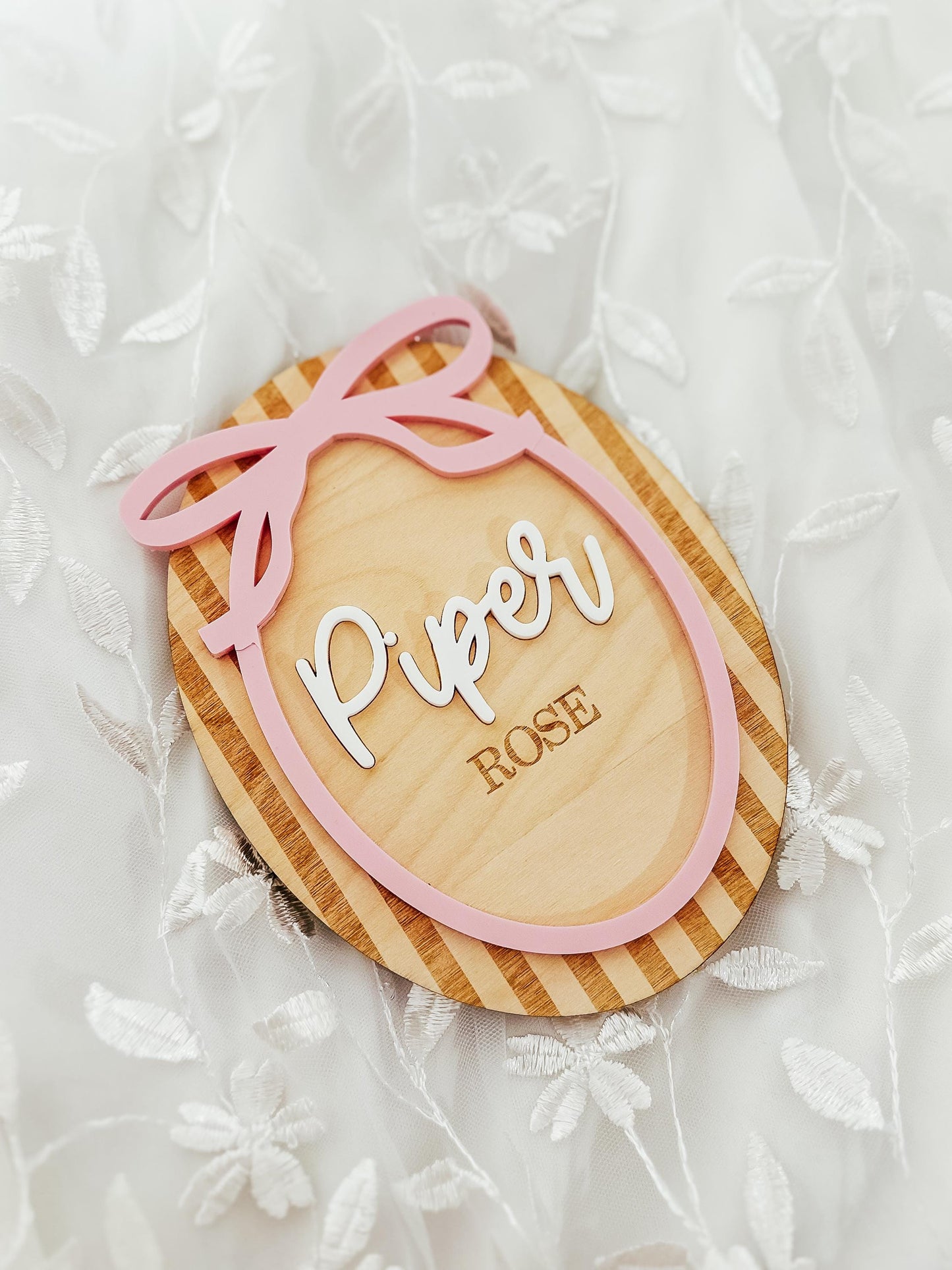Striped Bow Baby Monthly Milestone Markers | Name Announcement Sign | Children's Photo Prop | Monthly Milestones Sign | Baby's First Year