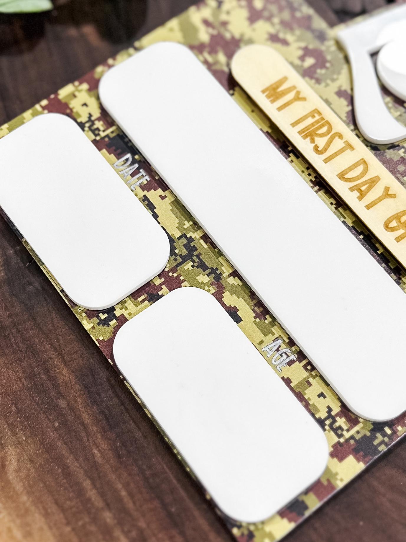 Camo Personalized First Day of School Sign | Last Day of School | Custom First Day of School Dry Erase Board | Back to School Photo Prop