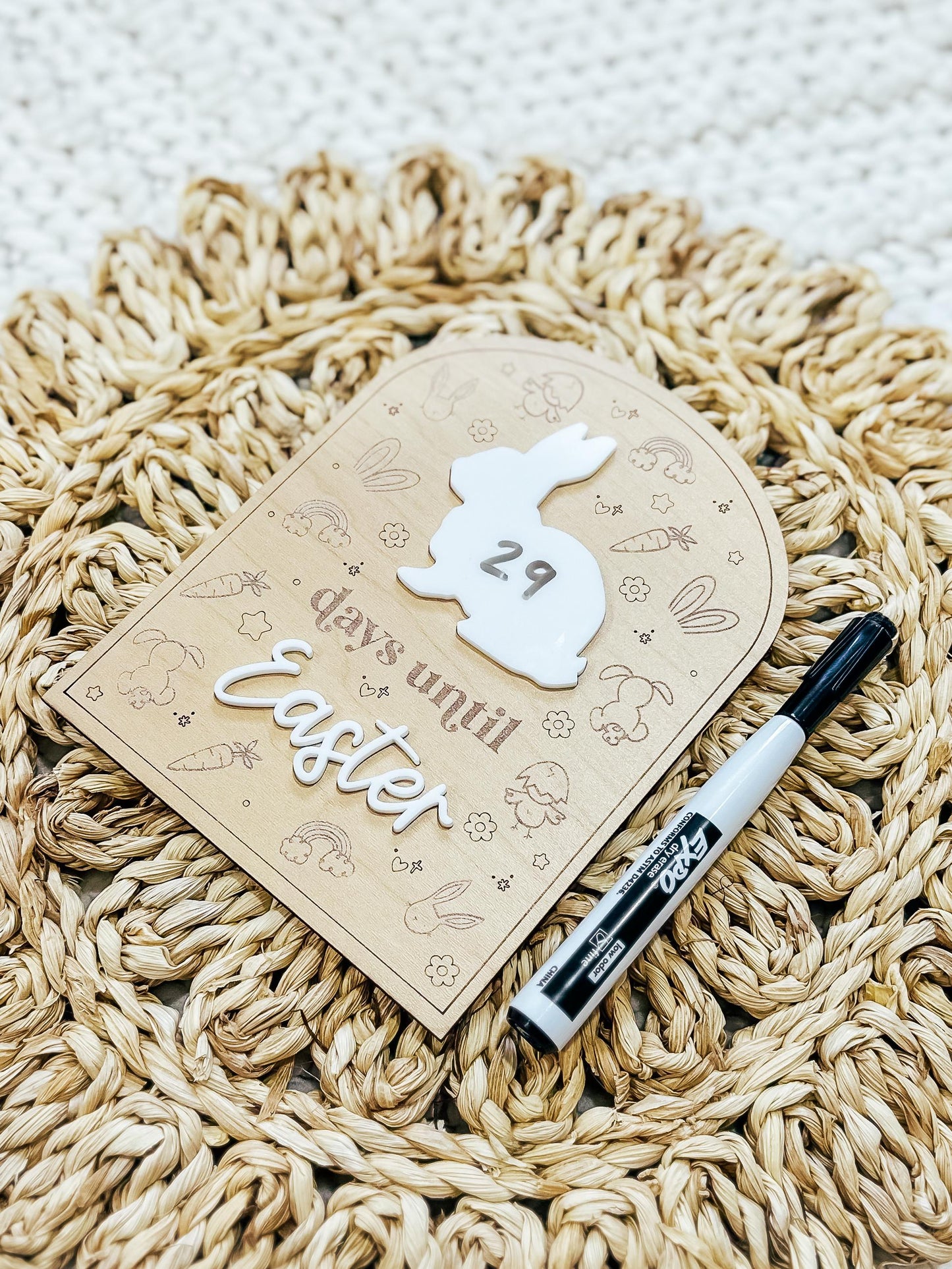 Easter Bunny Countdown | Days Until Easter Wooden Sign | Dry Erase Easter Countdown | Sleeps Until Easter | Spring Decor