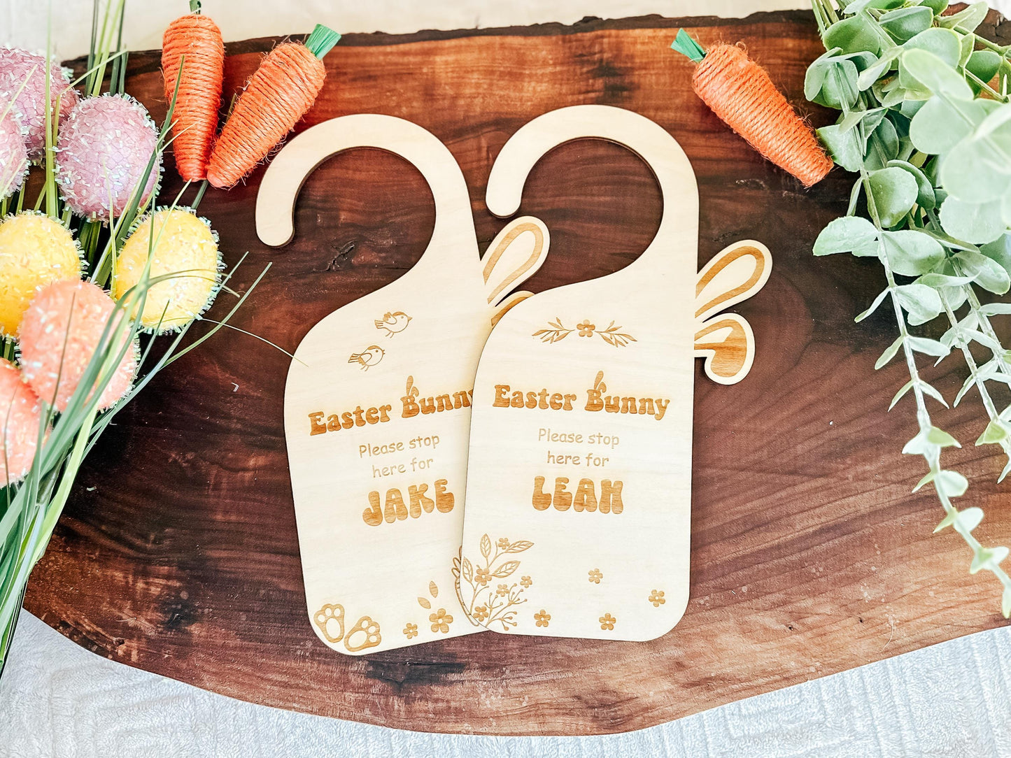 Easter Bunny Please Stop Here | Personalized Door Hanger | Door Knob Sign | Kids Keepsake | Kids Easter Basket Gift | Kids Easter Activity