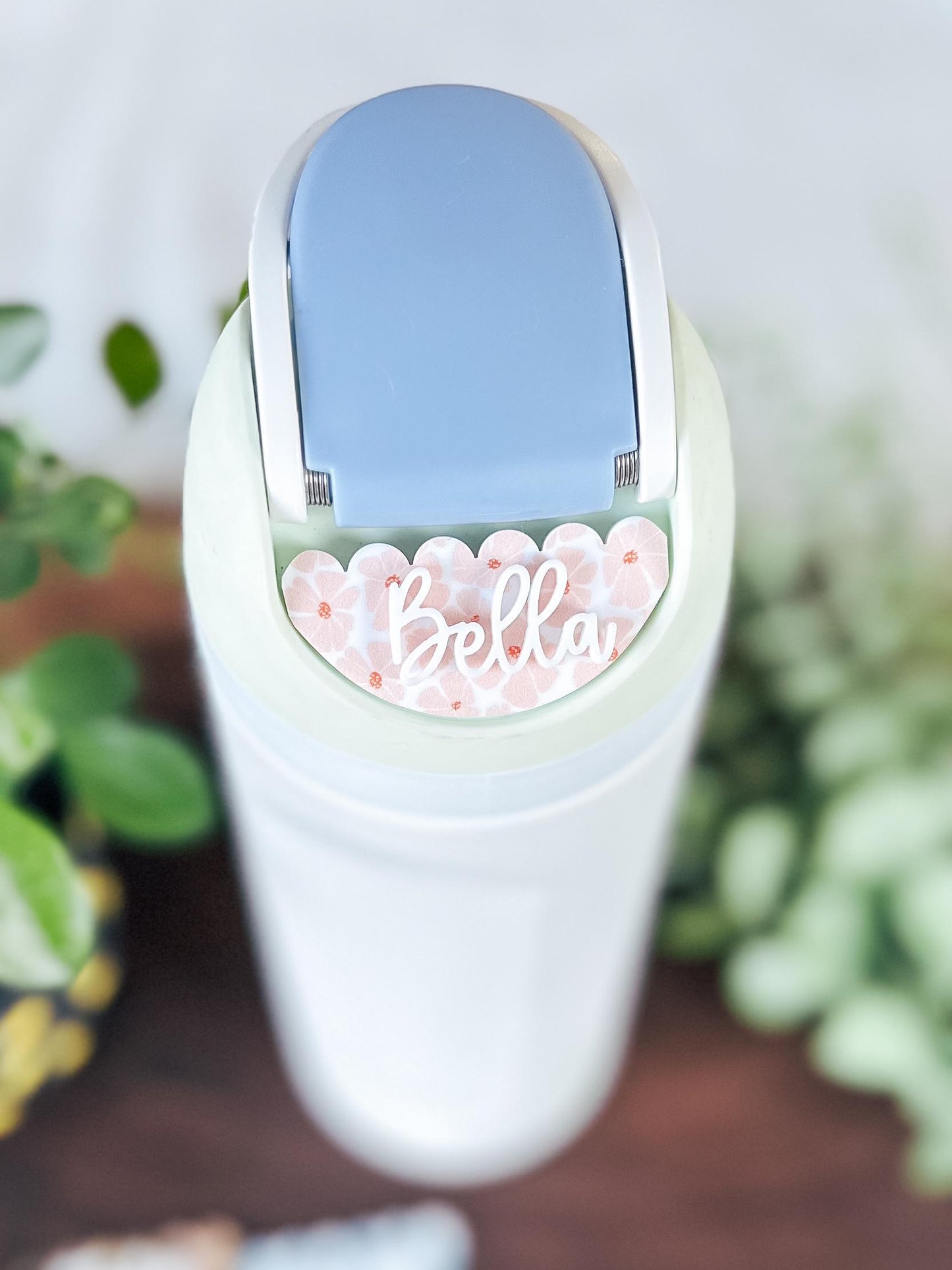 Floral Scalloped Owala Water Bottle Name Plate | Adhesive Custom Water Bottle Topper Tag | Custom Personalized | 16/24/32/40oz Owala FreeSip