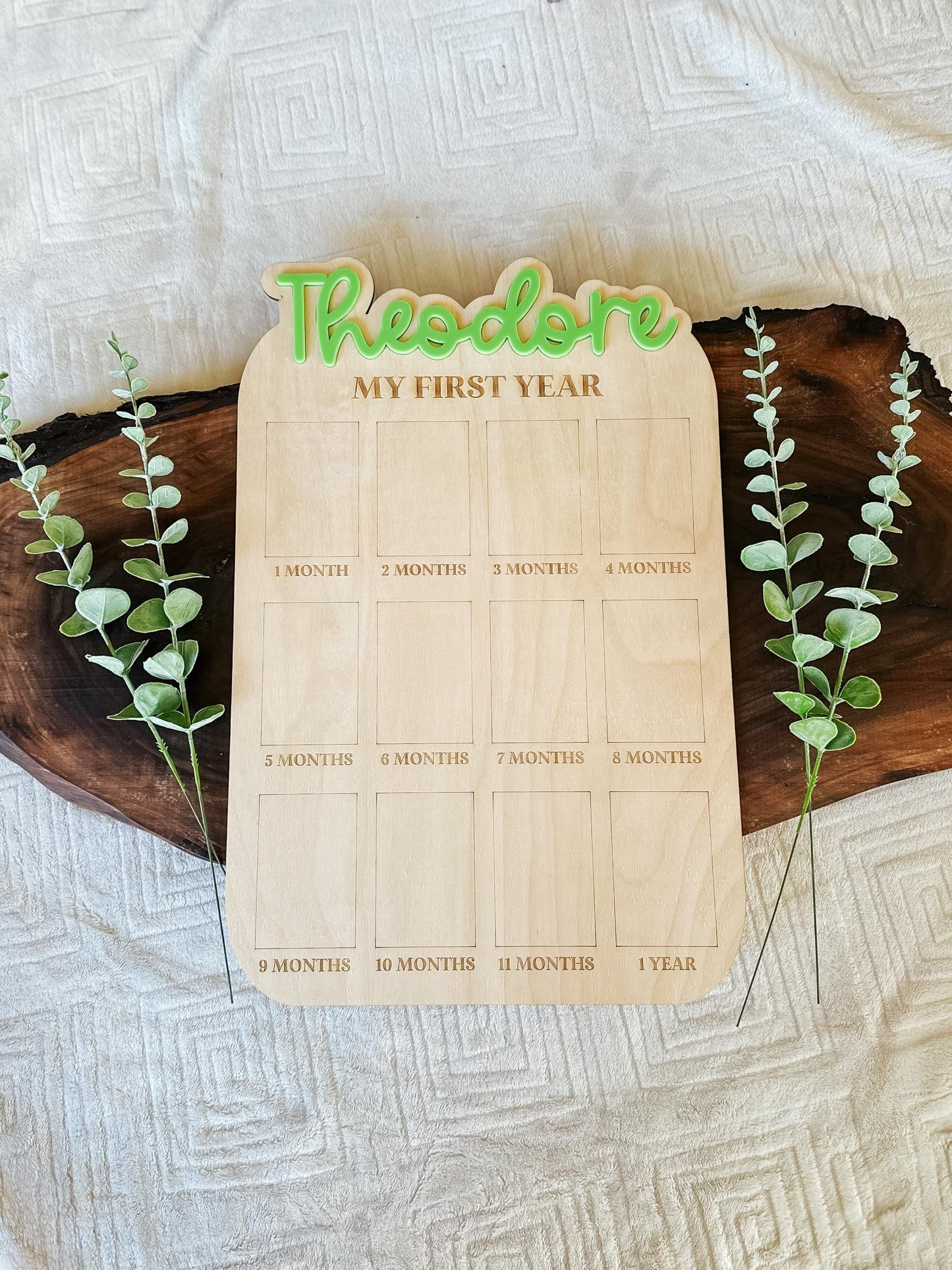 Personalized My First Year Photo Sign | First Birthday Milestone Board | Birthday Decor | One Year Milestone Board | Custom Name Photo Frame