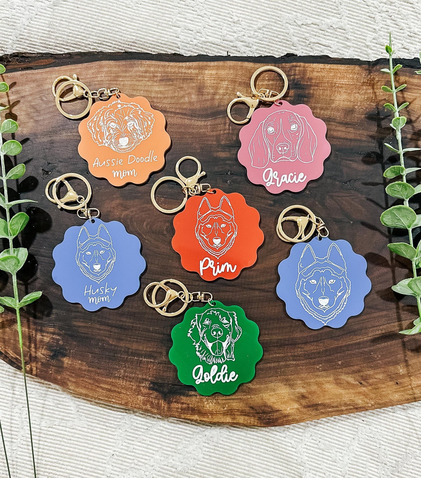 Custom Dog Mom Keychain | Personalized Acrylic Dog Portrait Name Tag | Backpack Tag | Bag Tag | Pet Keychain | Dog Keychain | Dog Mom Gift