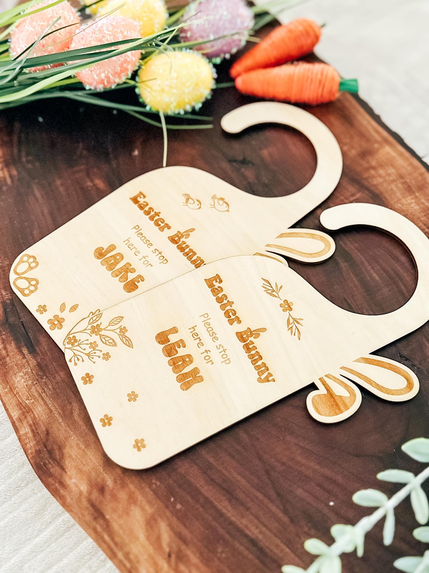Easter Bunny Please Stop Here | Personalized Door Hanger | Door Knob Sign | Kids Keepsake | Kids Easter Basket Gift | Kids Easter Activity