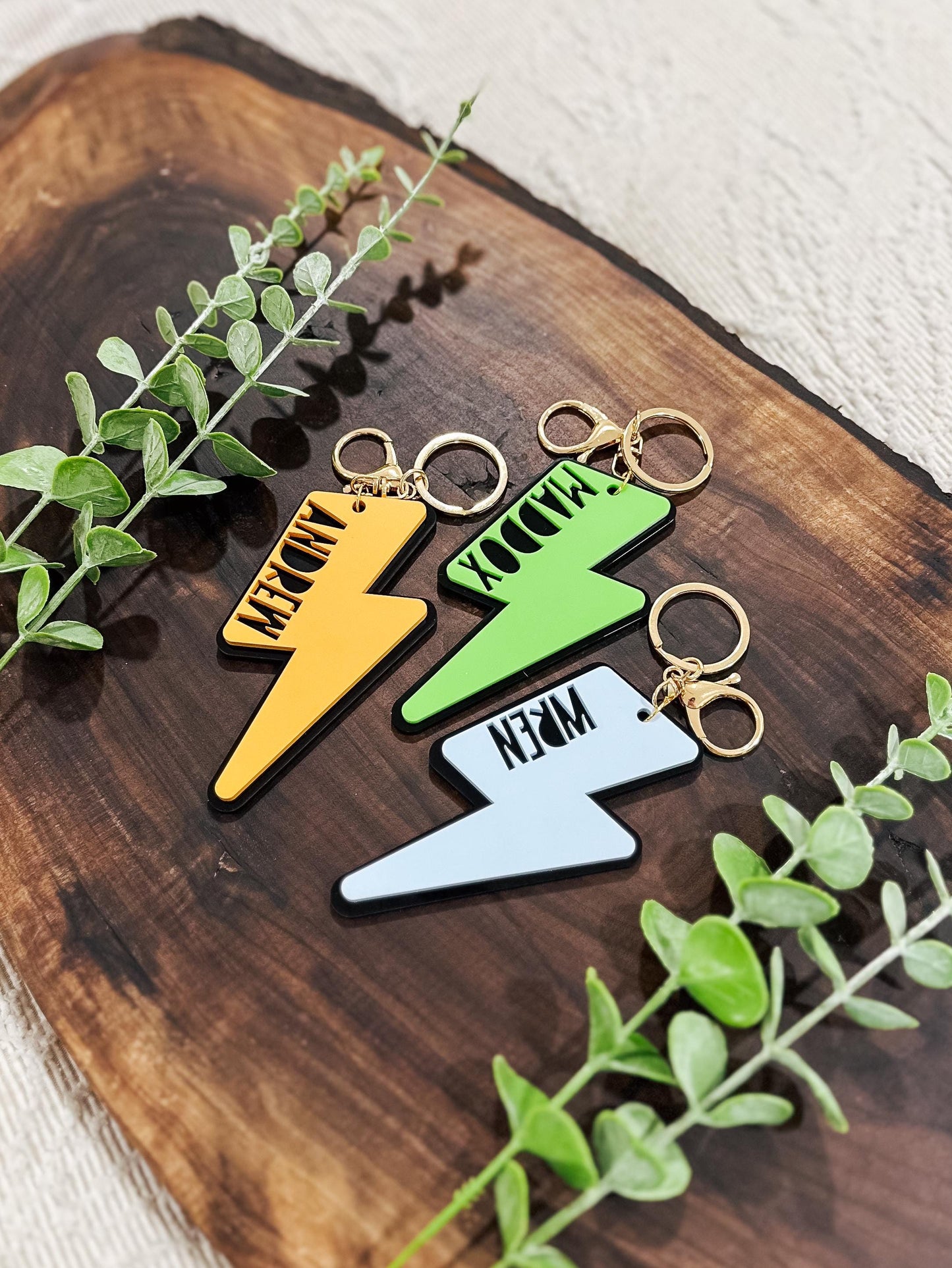 Lightning Bolt Backpack Name Tag Keychain | Acrylic Bag Tag | Retro Name Tag | Diaper Bag Tag | Acrylic Bag Keychain | Kids Keychain Bag Tag