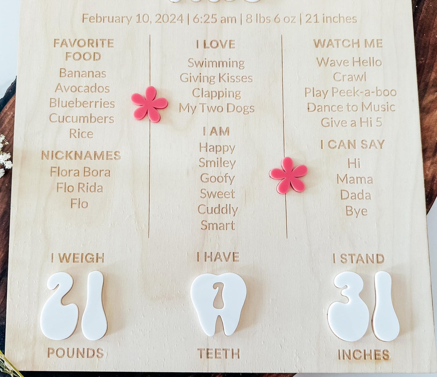 Personalized One Year Of Board | First Birthday Milestone Board | Birthday Decor | Personalized Photo Display | Keepsake | Baby Stat Sign