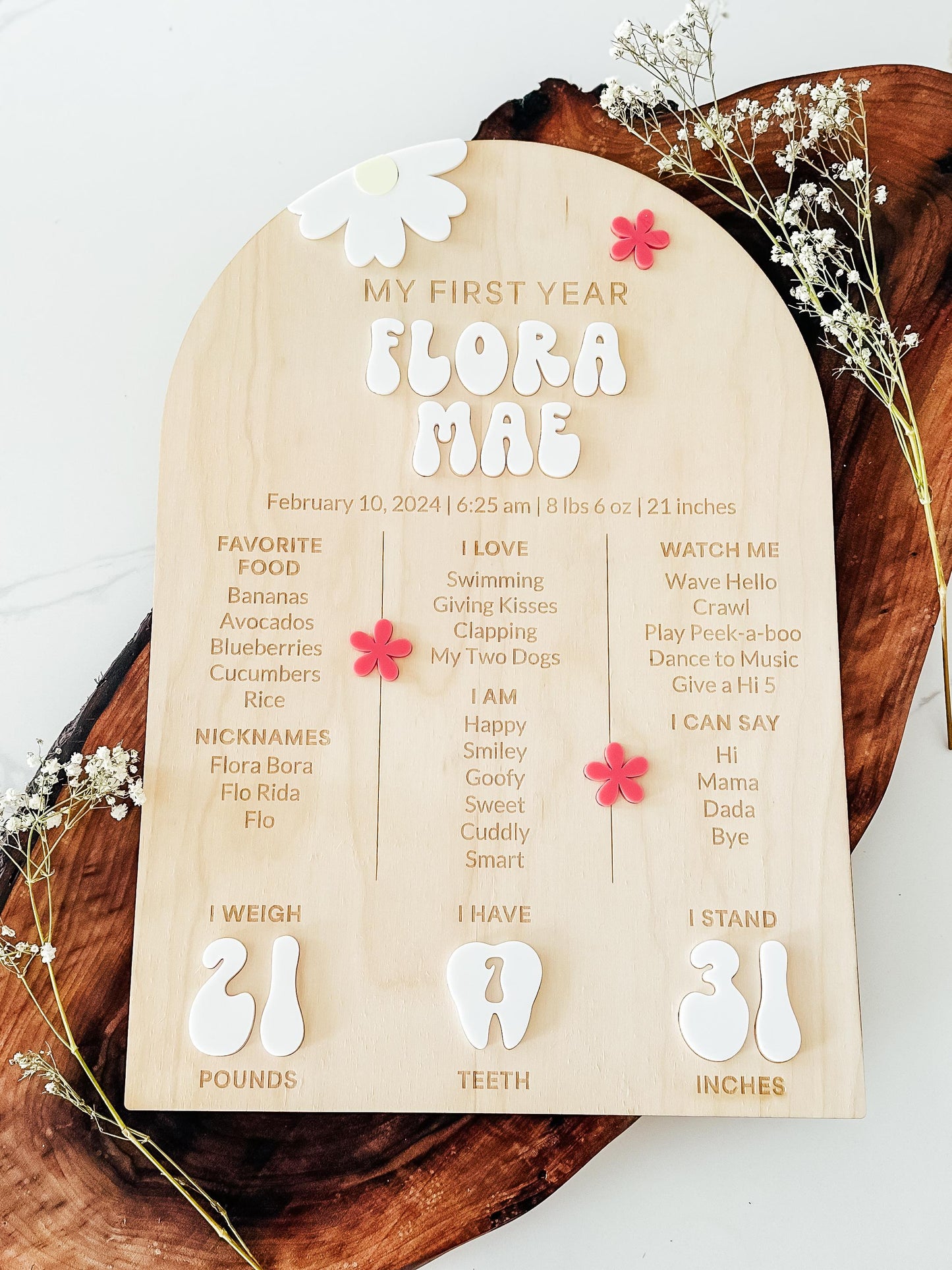 Personalized One Year Of Board | First Birthday Milestone Board | Birthday Decor | Personalized Photo Display | Keepsake | Baby Stat Sign