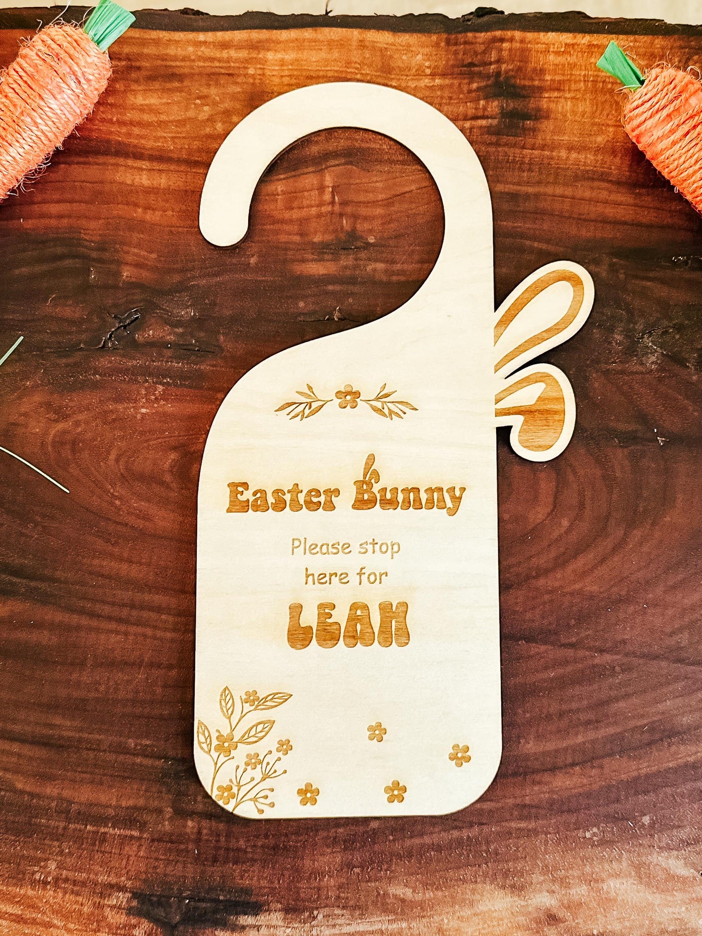 Easter Bunny Please Stop Here | Personalized Door Hanger | Door Knob Sign | Kids Keepsake | Kids Easter Basket Gift | Kids Easter Activity