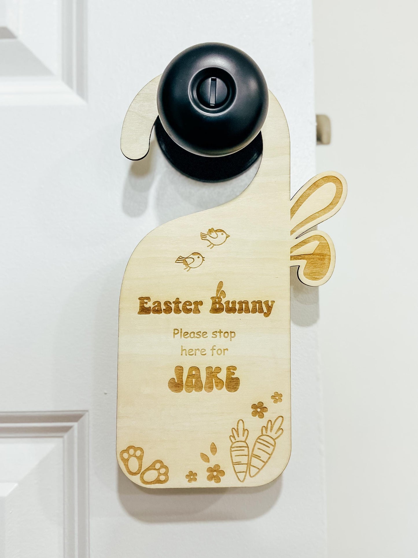Easter Bunny Please Stop Here | Personalized Door Hanger | Door Knob Sign | Kids Keepsake | Kids Easter Basket Gift | Kids Easter Activity