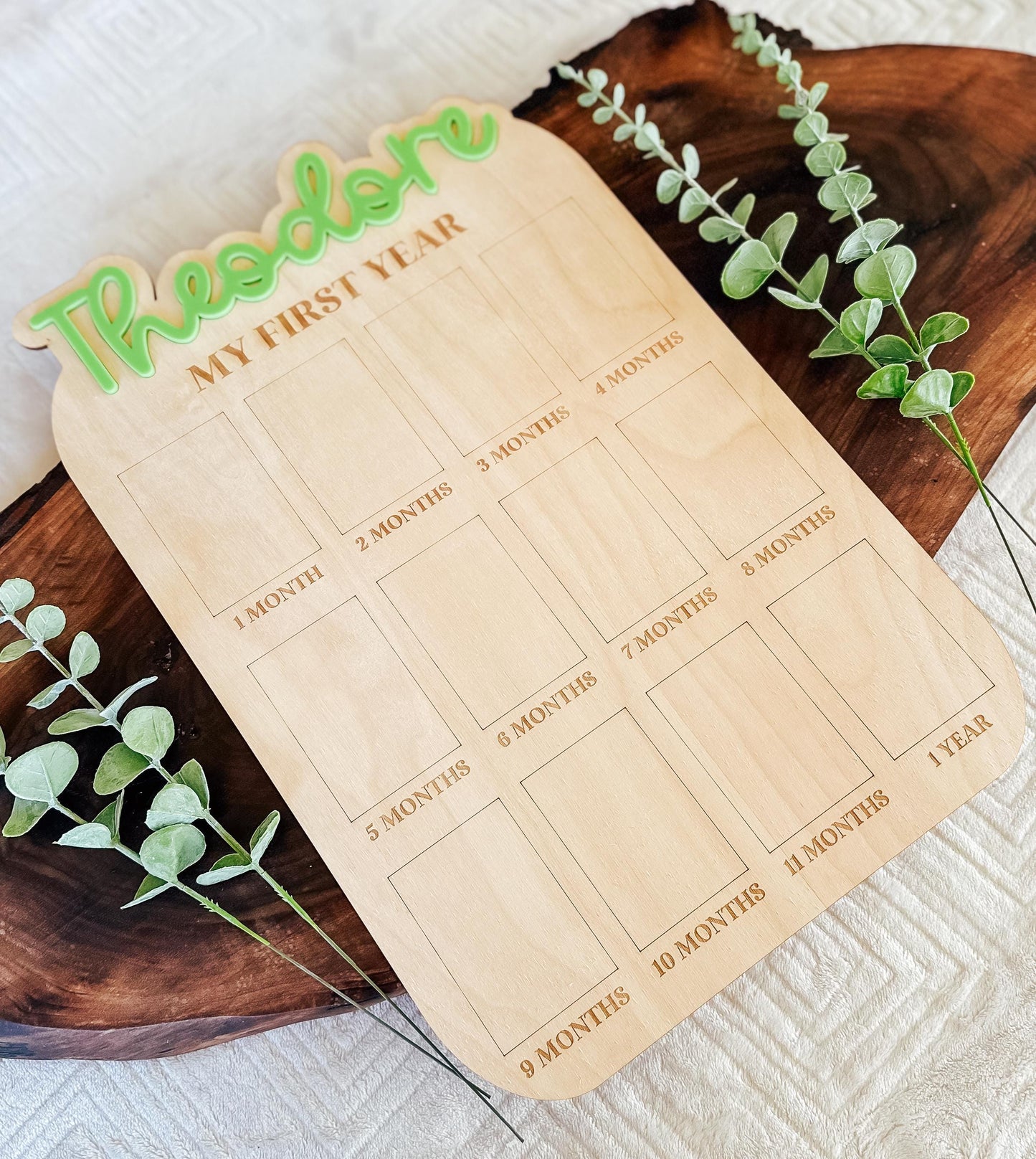 Personalized My First Year Photo Sign | First Birthday Milestone Board | Birthday Decor | One Year Milestone Board | Custom Name Photo Frame