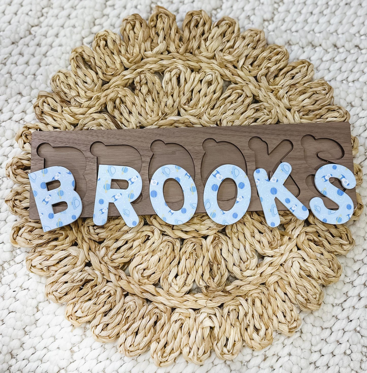 Custom Baby Name Puzzle | Wooden Name Puzzle | Engraved Personalized Patterned Name Puzzle | Gift for Toddler | Gift for Kids