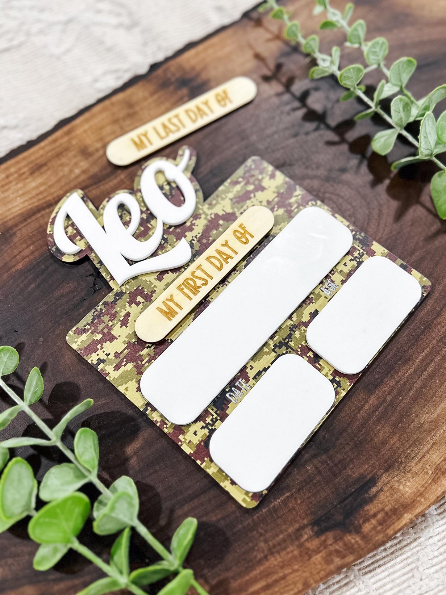 Camo Personalized First Day of School Sign | Last Day of School | Custom First Day of School Dry Erase Board | Back to School Photo Prop