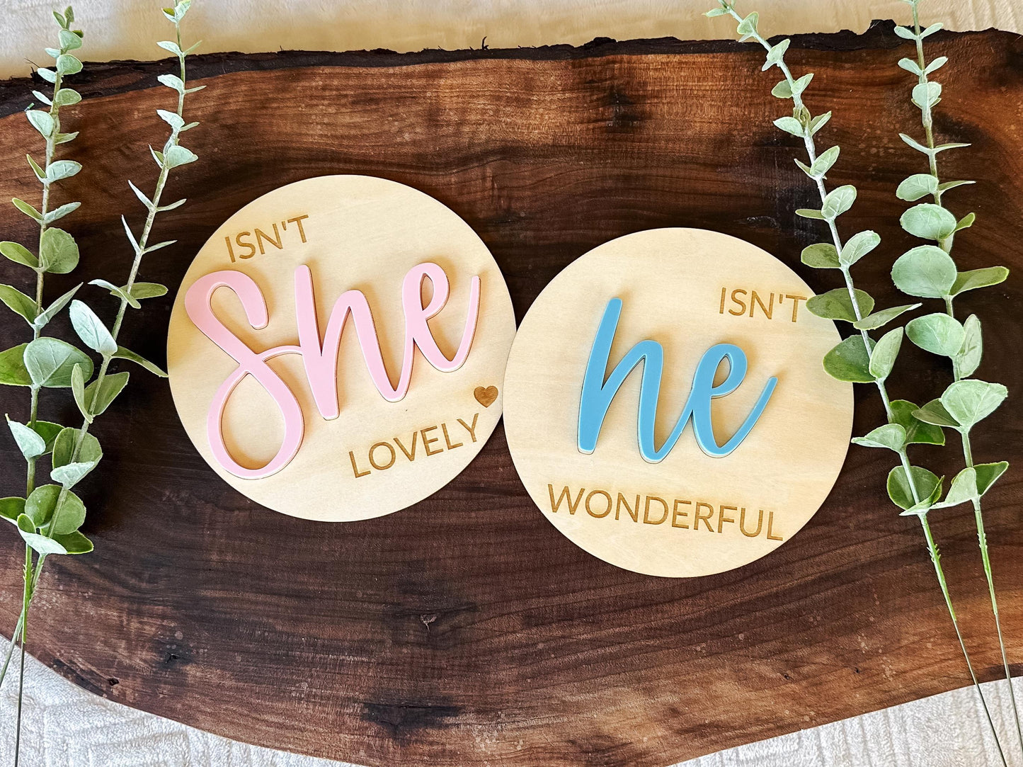 Isn't She Lovely Sign | Isn't He Wonderful Sign | Wood Sign | Birth Announcement Sign | Gender Announcement Sign | Gender Reveal Photo Prop