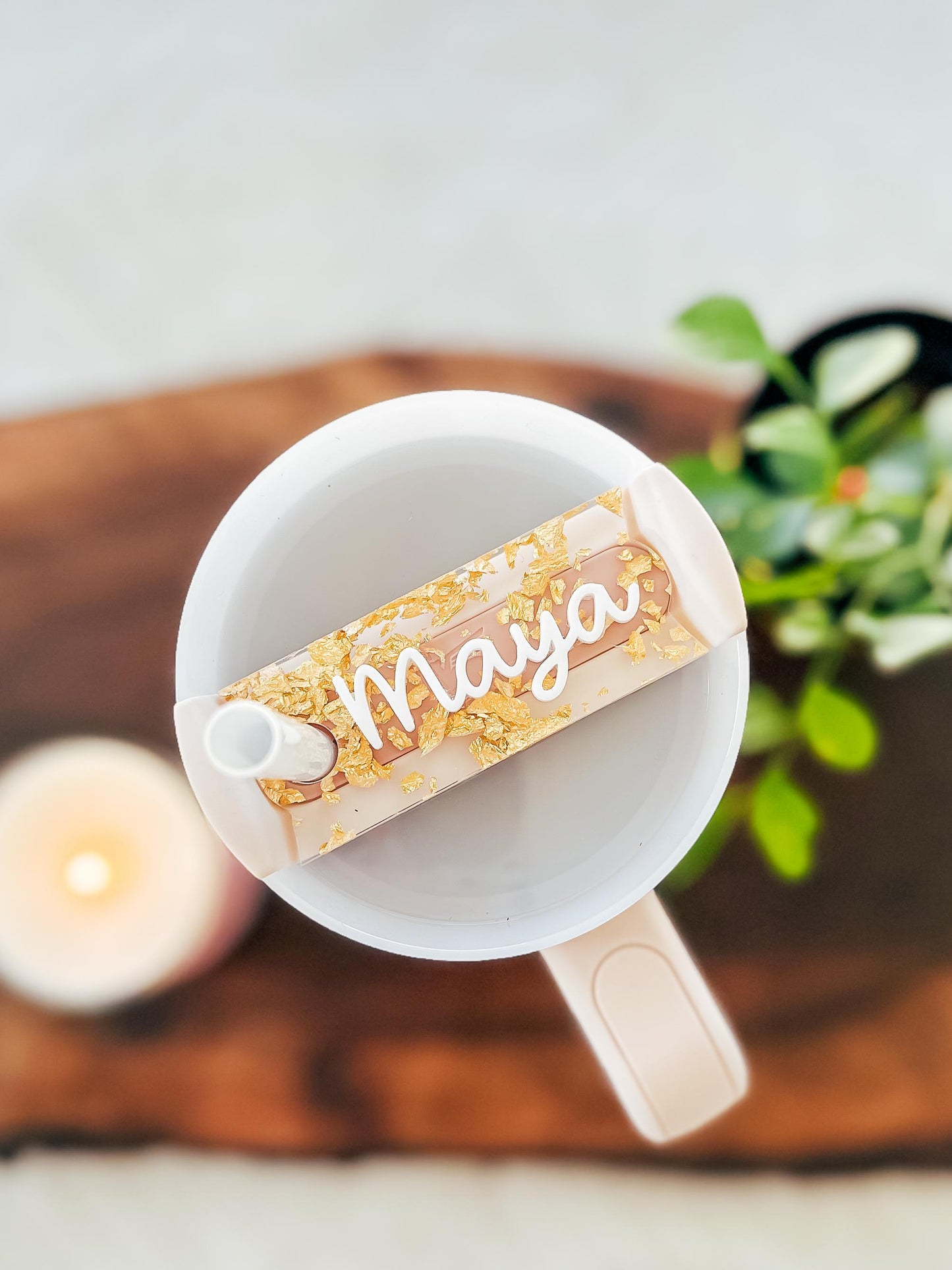 Gold Flake Stanley Tumbler Topper | Custom Stanley Tumbler Name Plate | Stanley Tumbler Topper Name Tag | 14oz 20oz 30oz 40oz Quencher