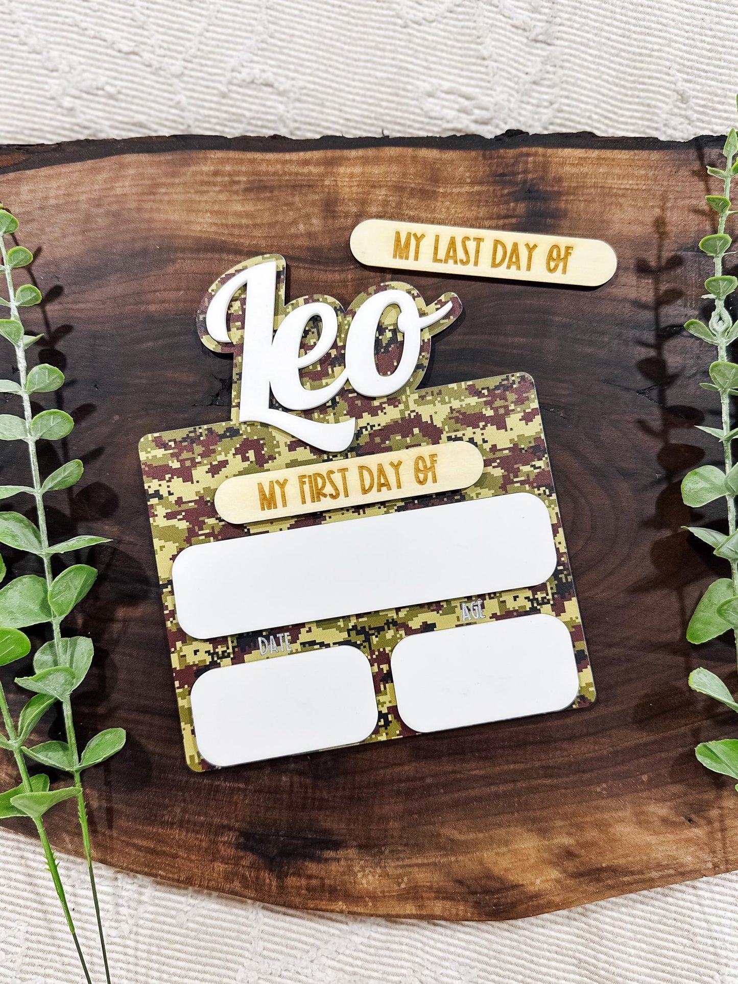 Camo Personalized First Day of School Sign | Last Day of School | Custom First Day of School Dry Erase Board | Back to School Photo Prop