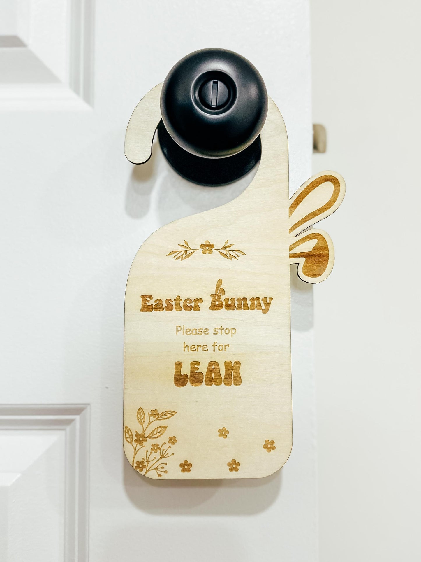 Easter Bunny Please Stop Here | Personalized Door Hanger | Door Knob Sign | Kids Keepsake | Kids Easter Basket Gift | Kids Easter Activity