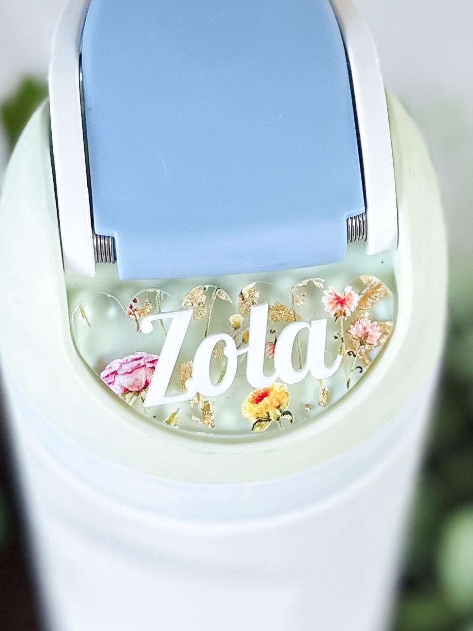 Floral Scalloped Owala Water Bottle Name Plate | Adhesive Custom Water Bottle Topper Tag | Custom Personalized | 16/24/32/40oz Owala FreeSip