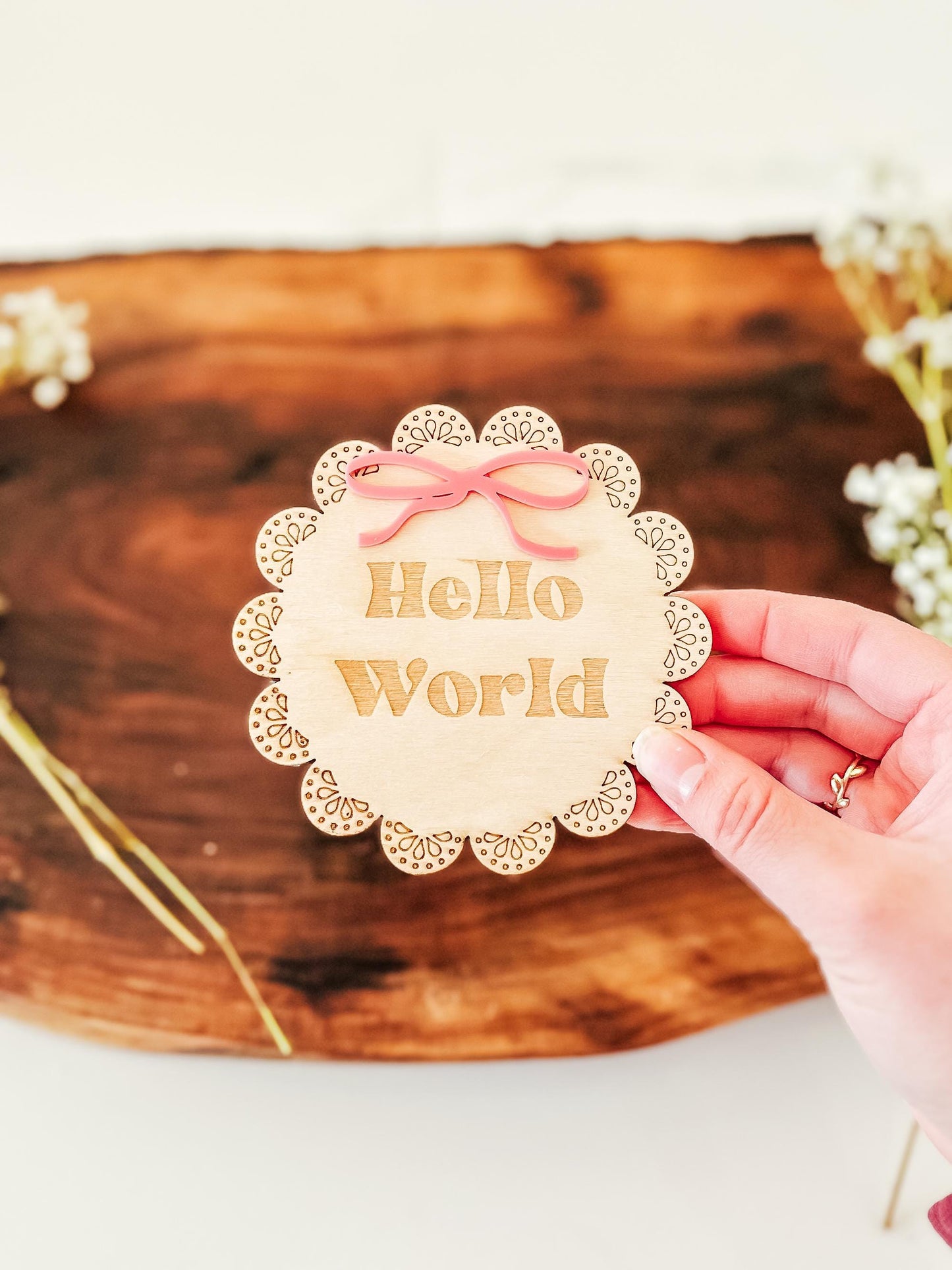 Vintage Bow Baby Monthly Milestone Markers | Name Announcement Sign | Children's Photo Prop | Monthly Milestones Sign | Baby's First Year