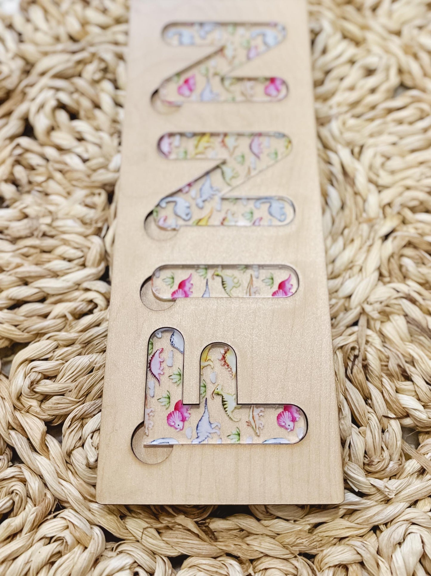 Custom Baby Name Puzzle | Wooden Name Puzzle | Engraved Personalized Patterned Name Puzzle | Gift for Toddler | Gift for Kids