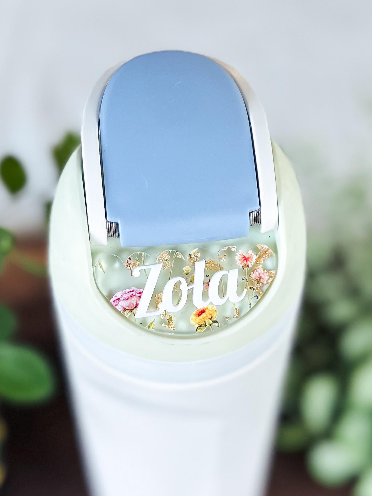 Floral Scalloped Owala Water Bottle Name Plate | Adhesive Custom Water Bottle Topper Tag | Custom Personalized | 16/24/32/40oz Owala FreeSip