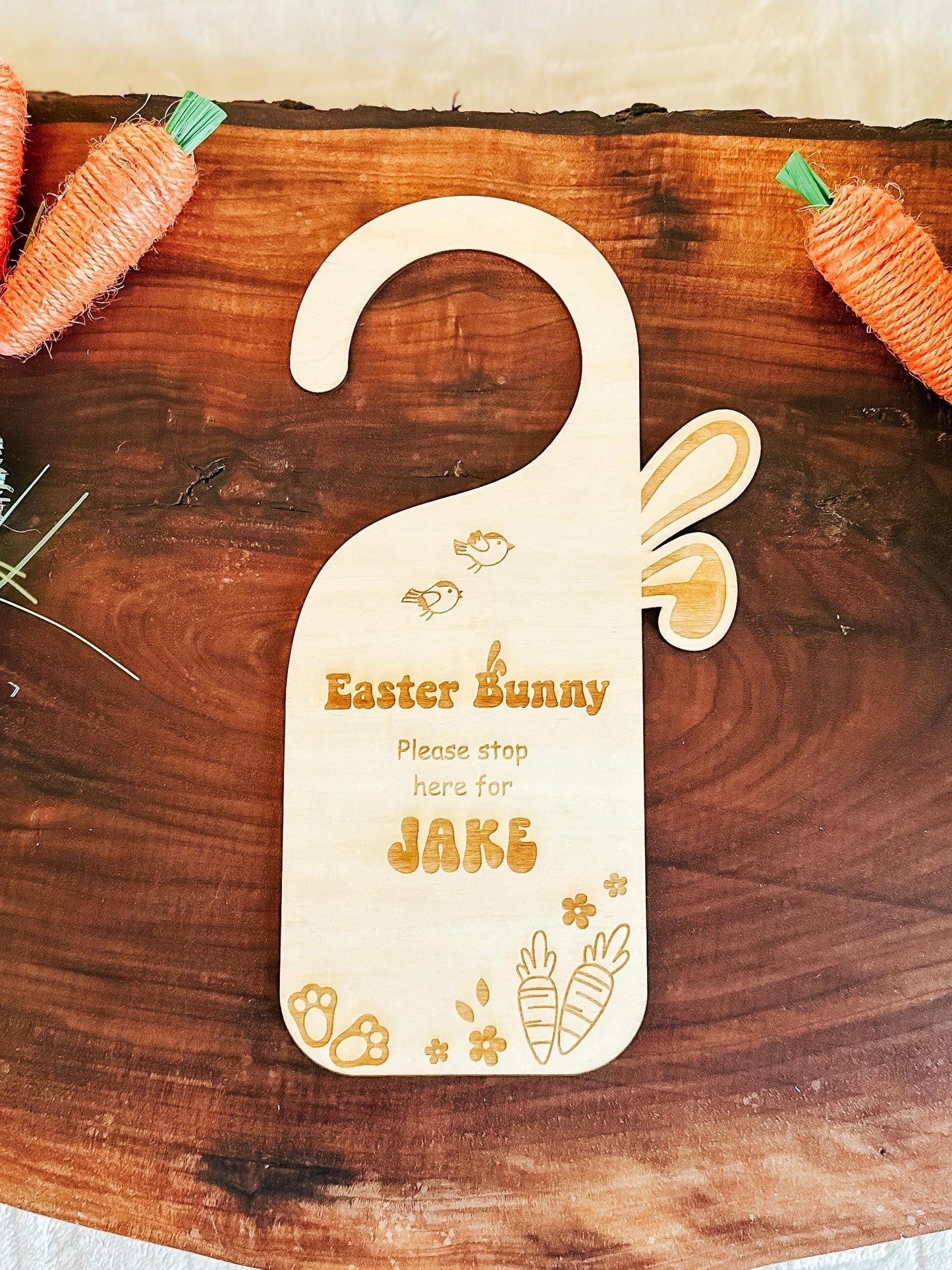 Easter Bunny Please Stop Here | Personalized Door Hanger | Door Knob Sign | Kids Keepsake | Kids Easter Basket Gift | Kids Easter Activity