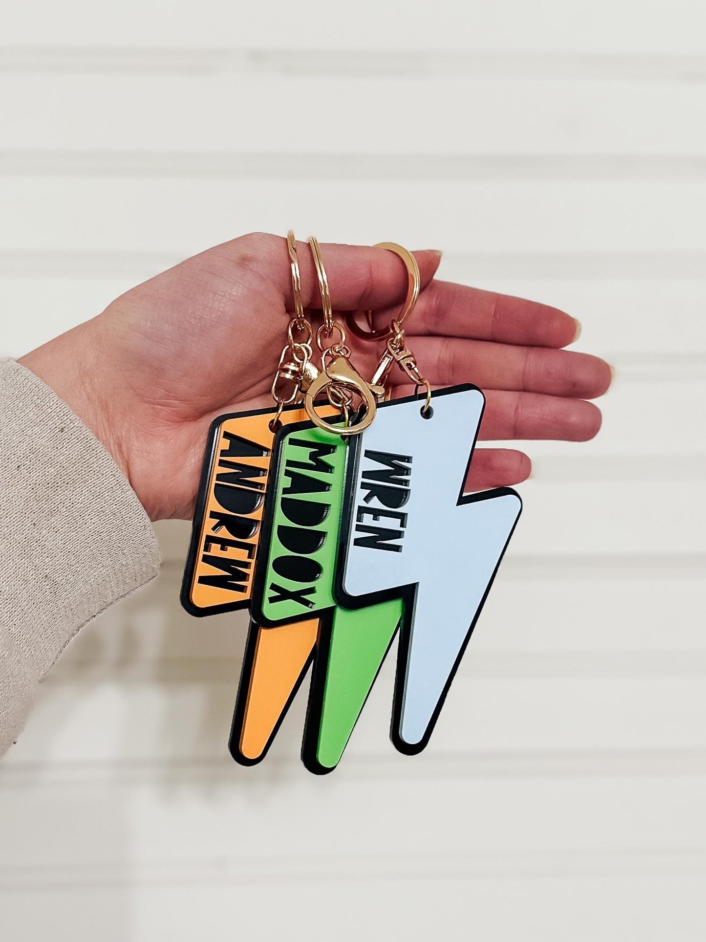 Lightning Bolt Backpack Name Tag Keychain | Acrylic Bag Tag | Retro Name Tag | Diaper Bag Tag | Acrylic Bag Keychain | Kids Keychain Bag Tag