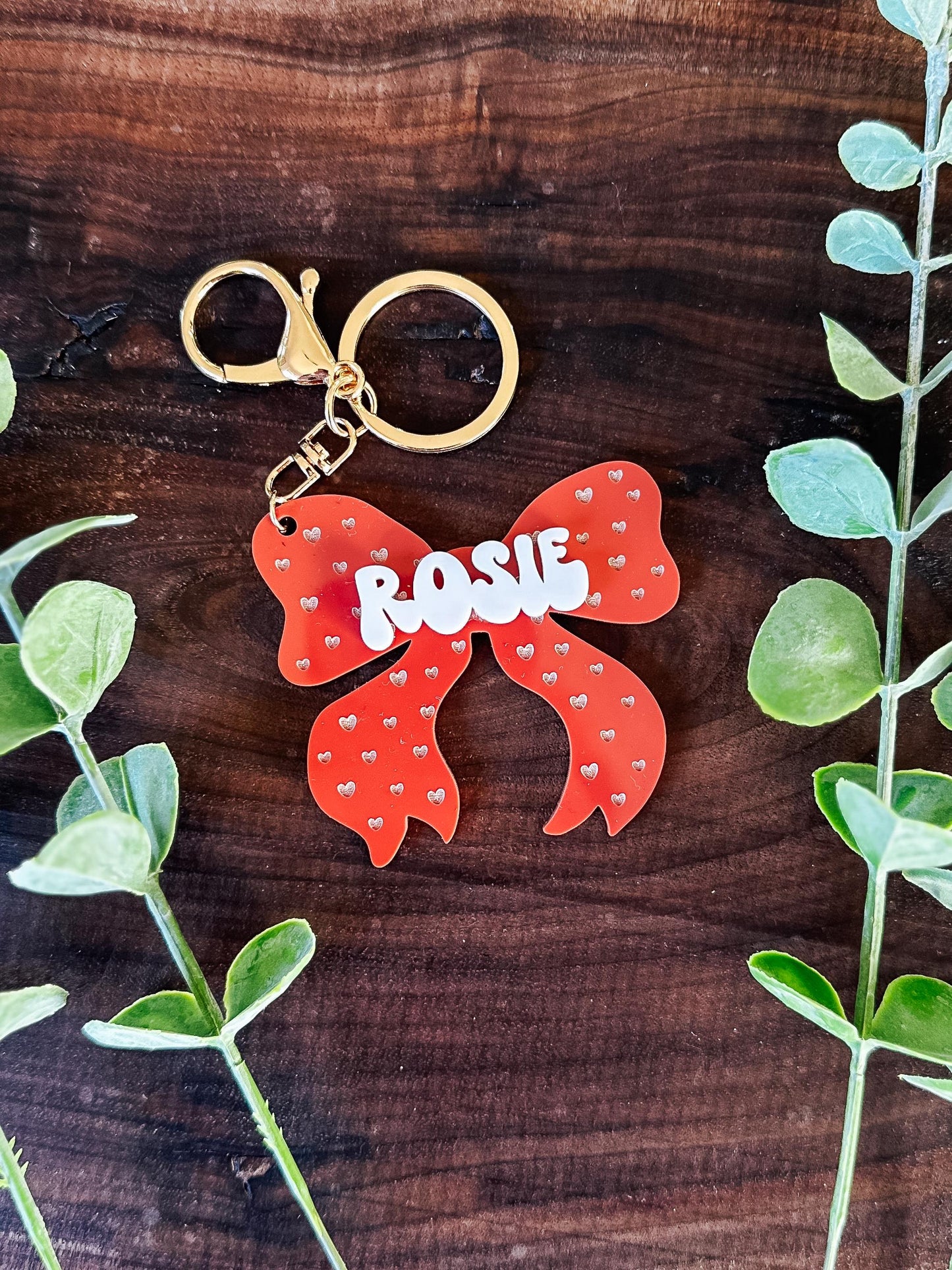 Custom Acrylic Name Coquette Bow Keychain Tag | Personalized Name Bag Tag | Backpack Tag | Baby Diaper Bag | Luggage Tag | Tag for Girls