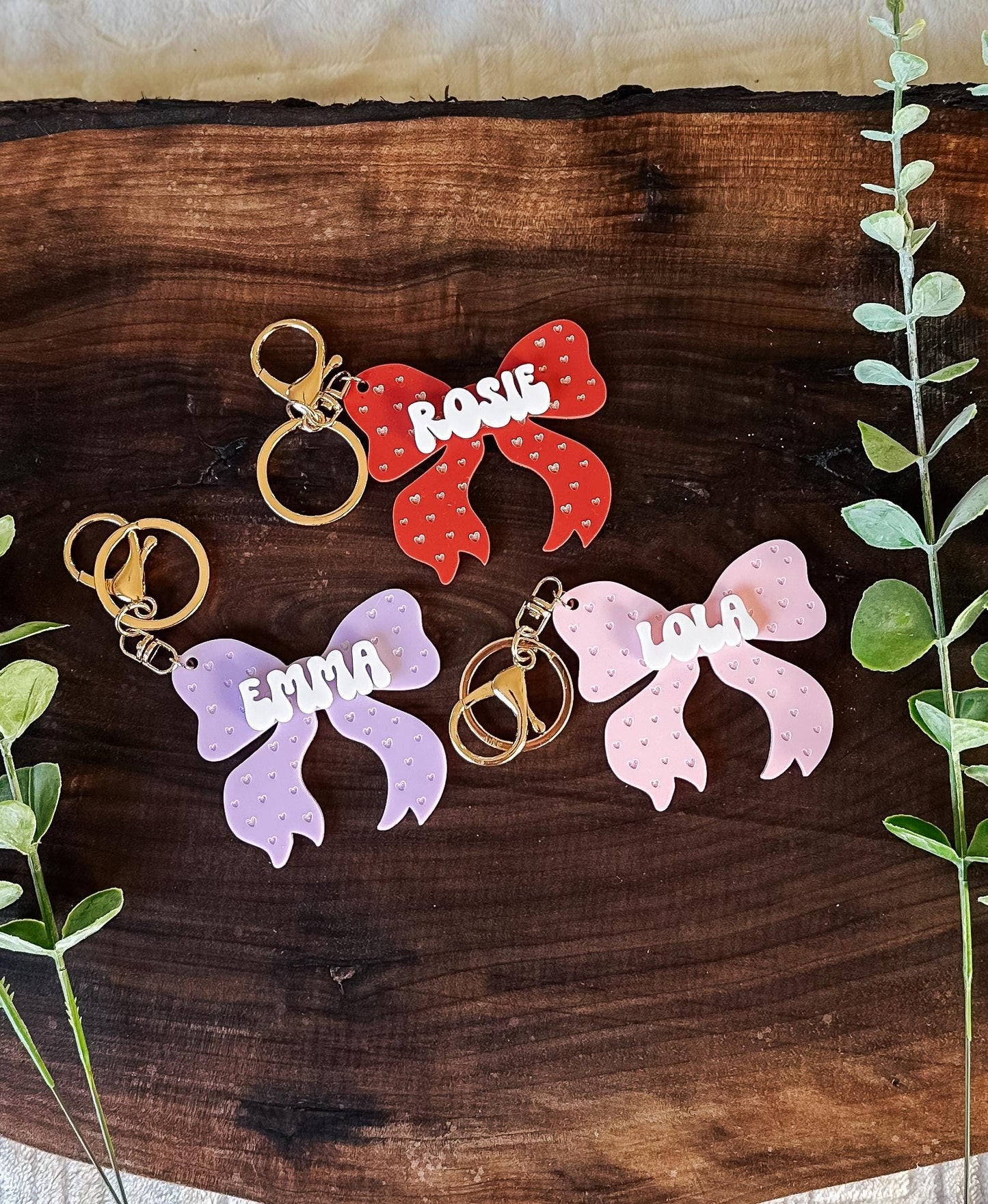 Custom Acrylic Name Coquette Bow Keychain Tag | Personalized Name Bag Tag | Backpack Tag | Baby Diaper Bag | Luggage Tag | Tag for Girls