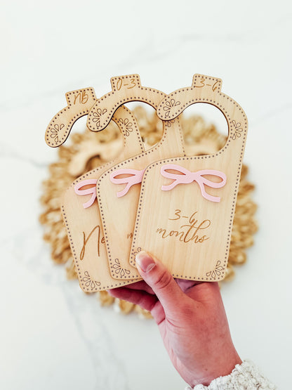 Baby Closet Dividers | Closet Organization Dividers | Nursery Clothes Dividers | Wooden Baby Closet Organizers | Bow Girls Nursery Decor
