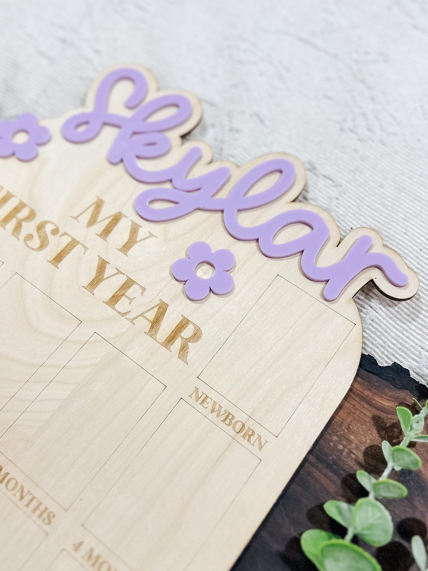 Personalized My First Year Photo Sign | First Birthday Milestone Board | Birthday Decor | One Year Milestone Board | Custom Name Photo Frame