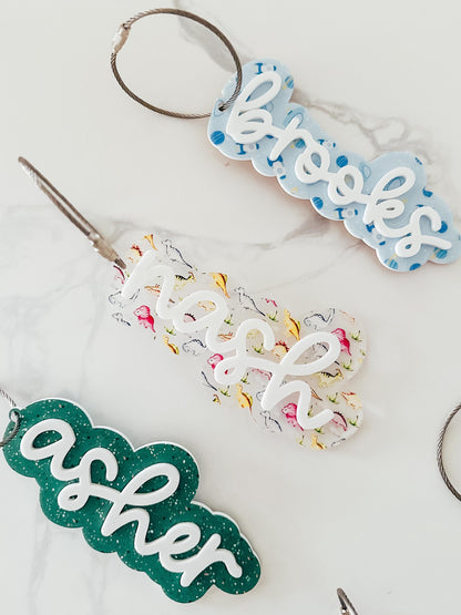 3D Custom Name Keychain | Kids Backpack Name Tag | Acrylic Name Tag | Personalized Name Tag | Birthday Gift | Diaper Bag Tag | Luggage Tag